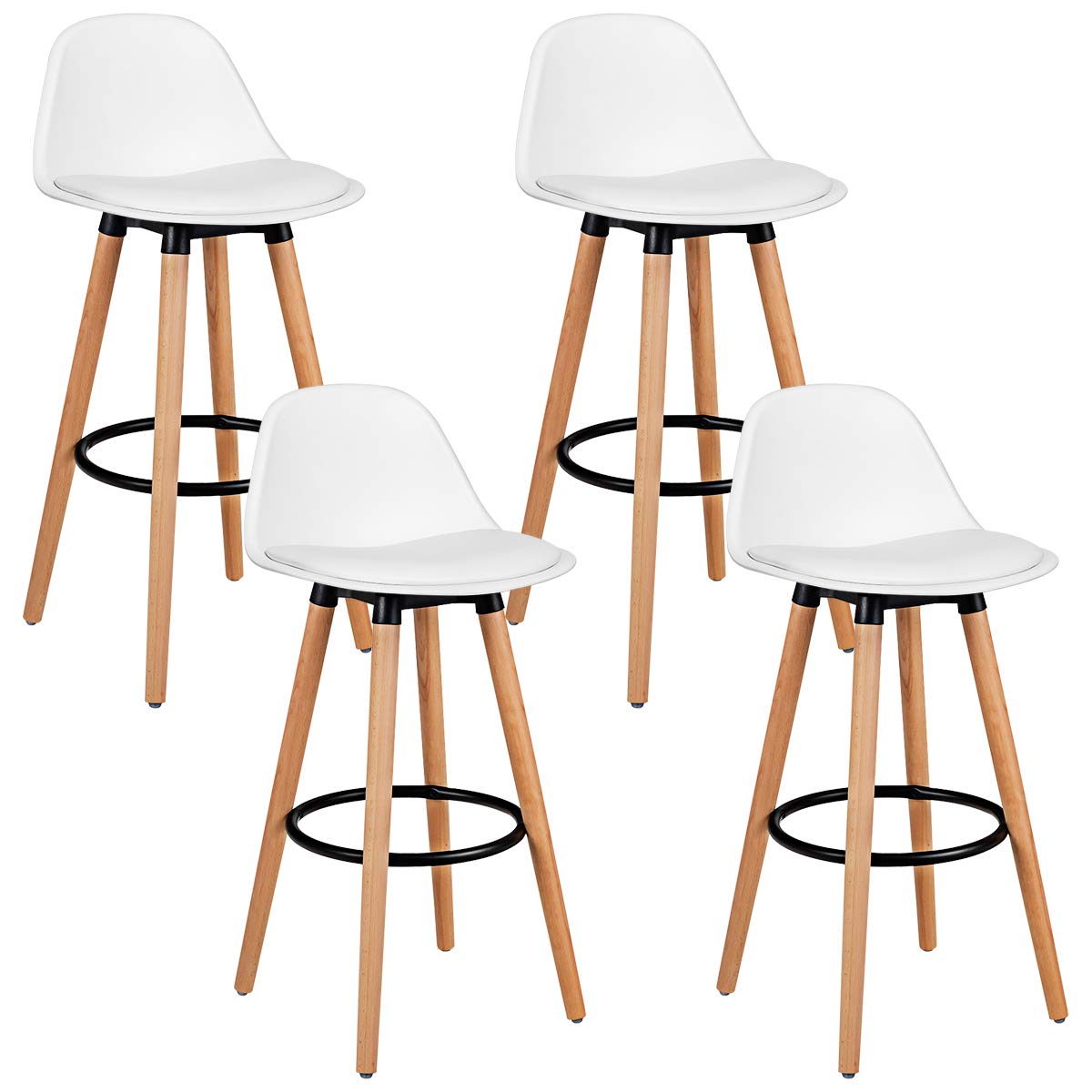 Bar Stools Set of 2/4, Modern Armless Kitchen Stool with Soft PU Leather Seat