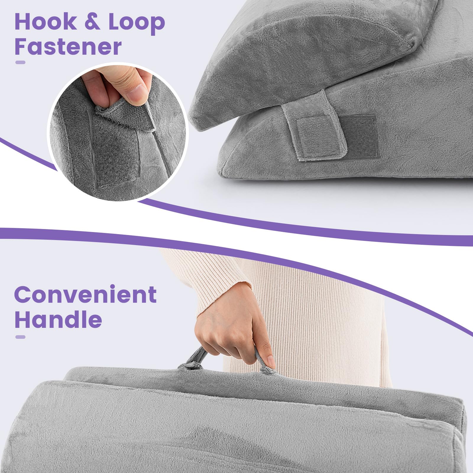 3PCS Orthopedic Bed Wedge Pillow Set, Adjustable Support Pillows for Back, Neck and Leg