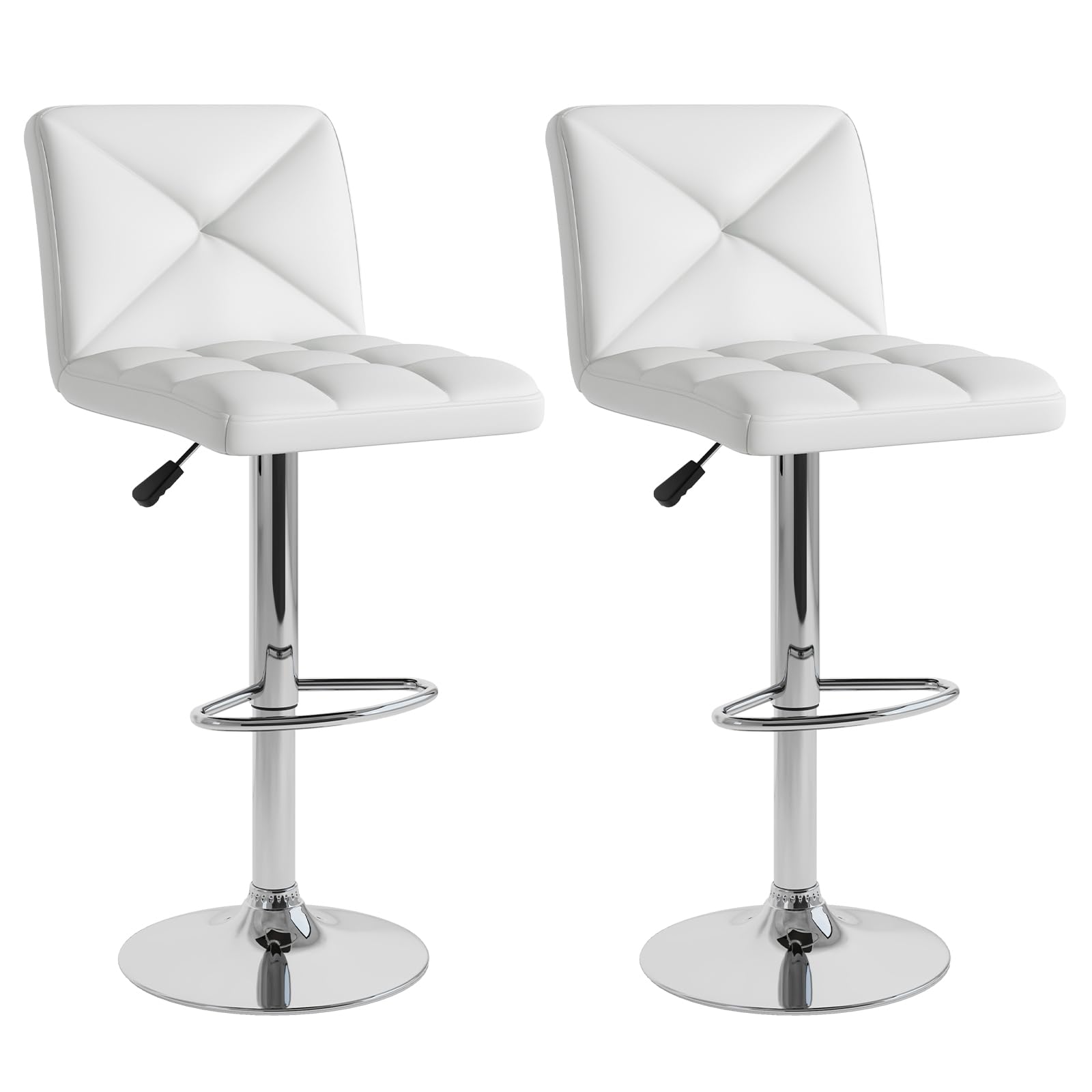 Bar Stools Set of 2/4, Modern PU Leather Swivel Counter Height Bar Stools with Back, Heavy-Duty Metal Base & Footrest
