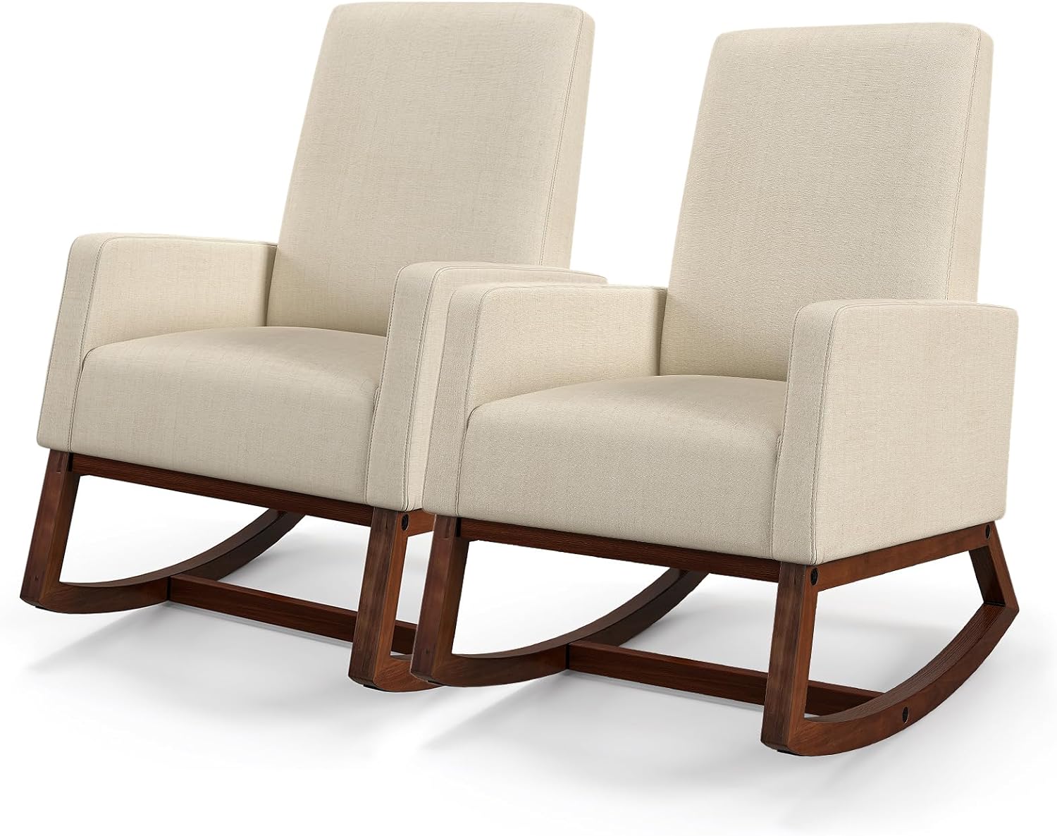 Rocking Chair, High Back Upholstered Lounge Armchair w/Side Pocket