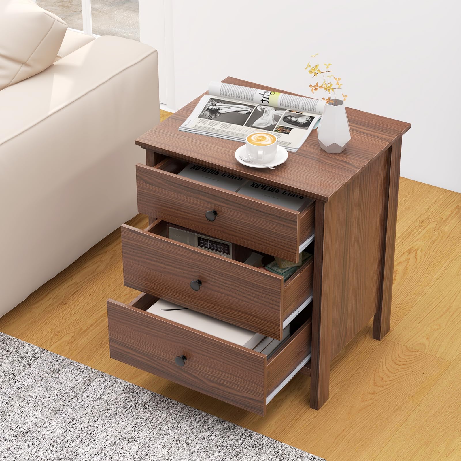3 Drawers Nightstand Set of 1/2