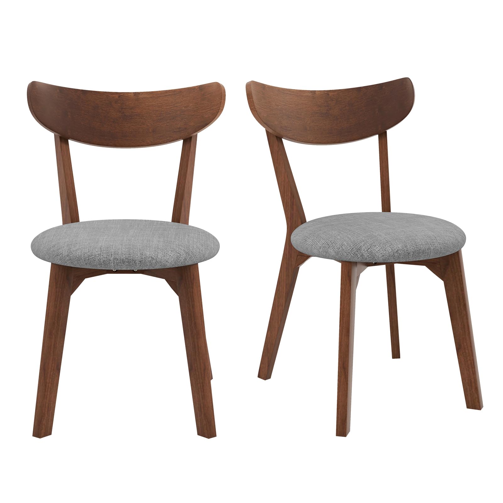 Dining Chairs Set of 2/4, Mid-Century Modern Kitchen & Dining Chairs with Curved Back and Cushioned Seat