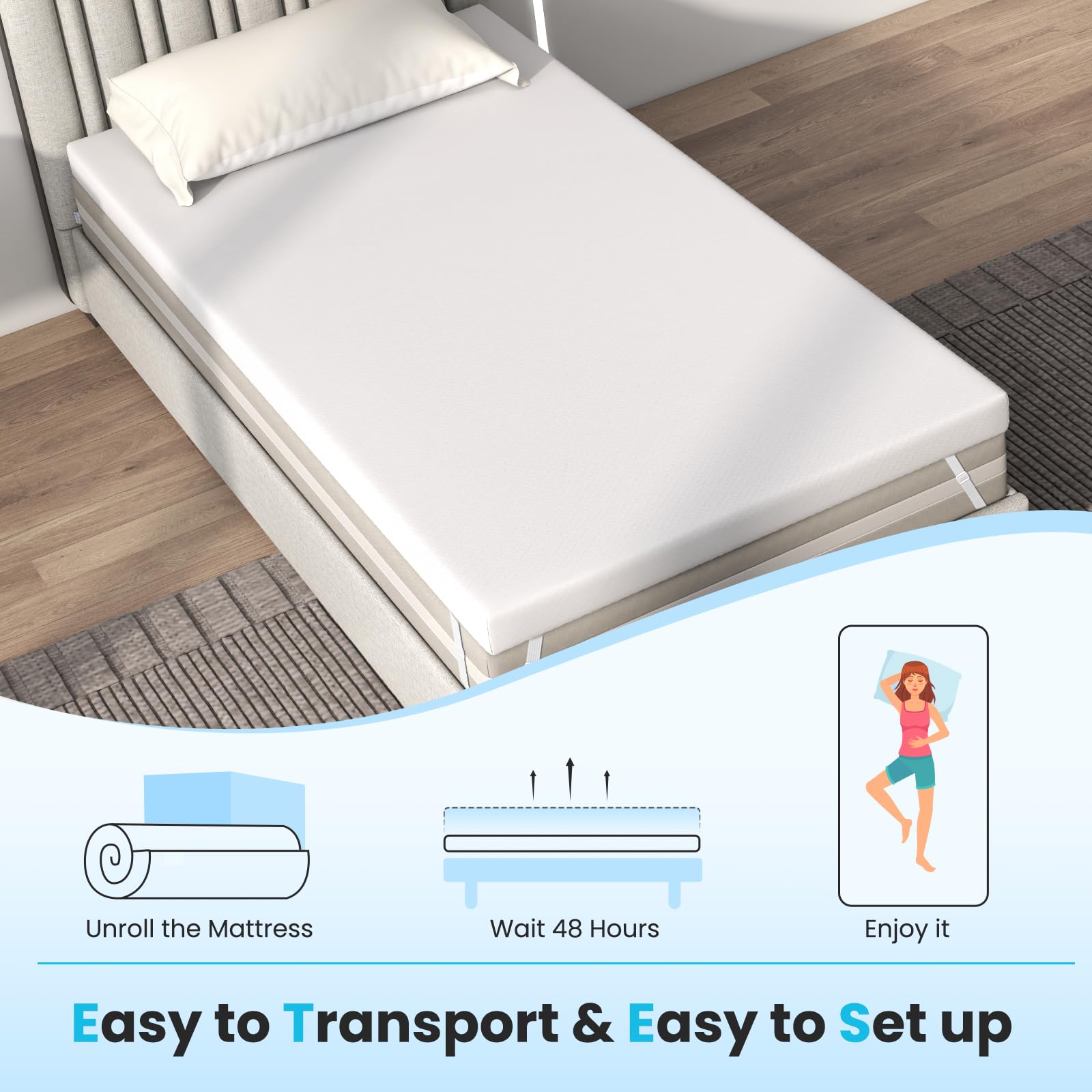 Cooling Gel-Infused Memory Foam Mattress Topper