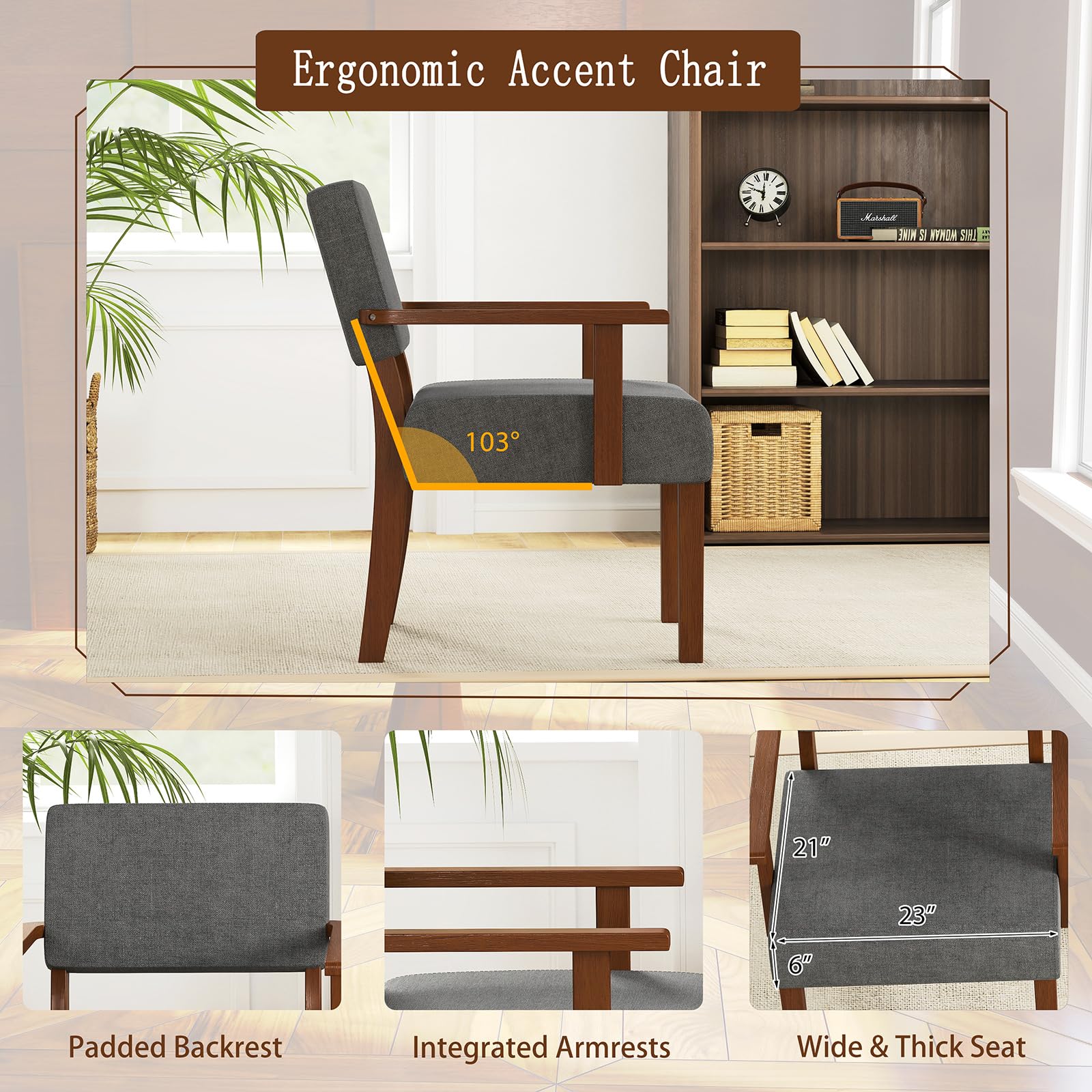 Upholstered Accent Chairs Set of 1/2