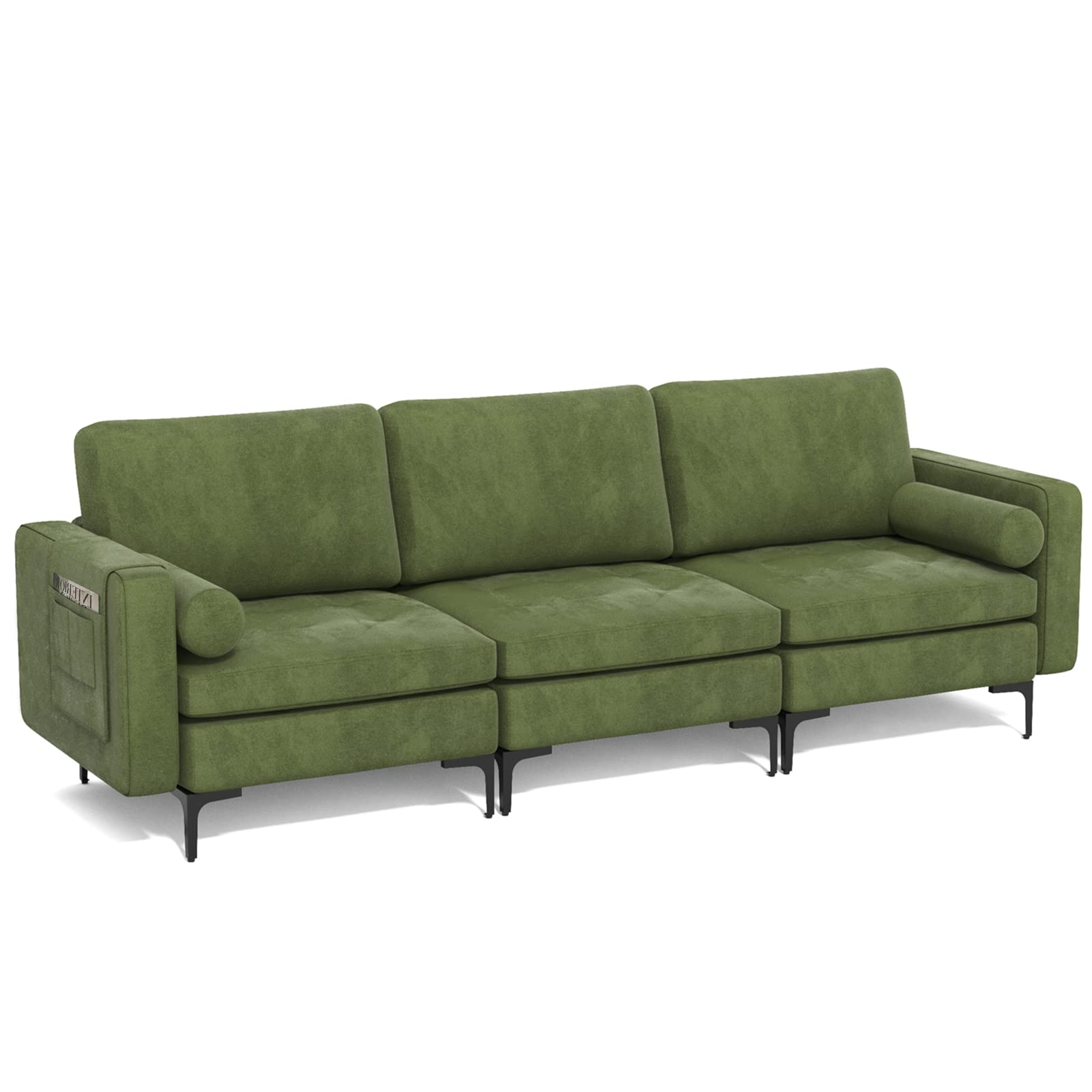 Modern Accent Sofa w/Comfy Cushion Bolster for Bedroom Reception Room