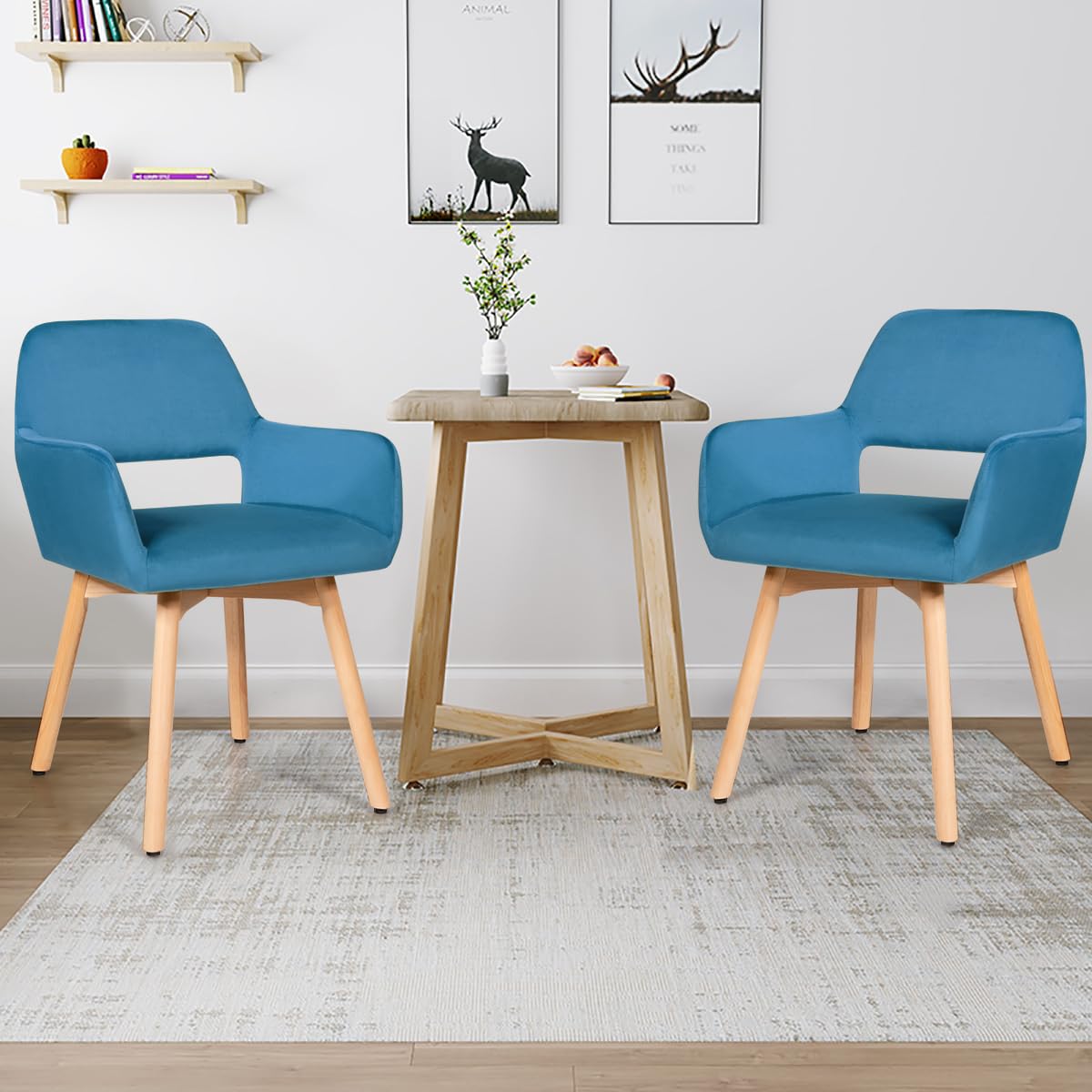 Set of 2/4 Velvet Dining Chairs, Modern Leisure Accent Living Room Chair