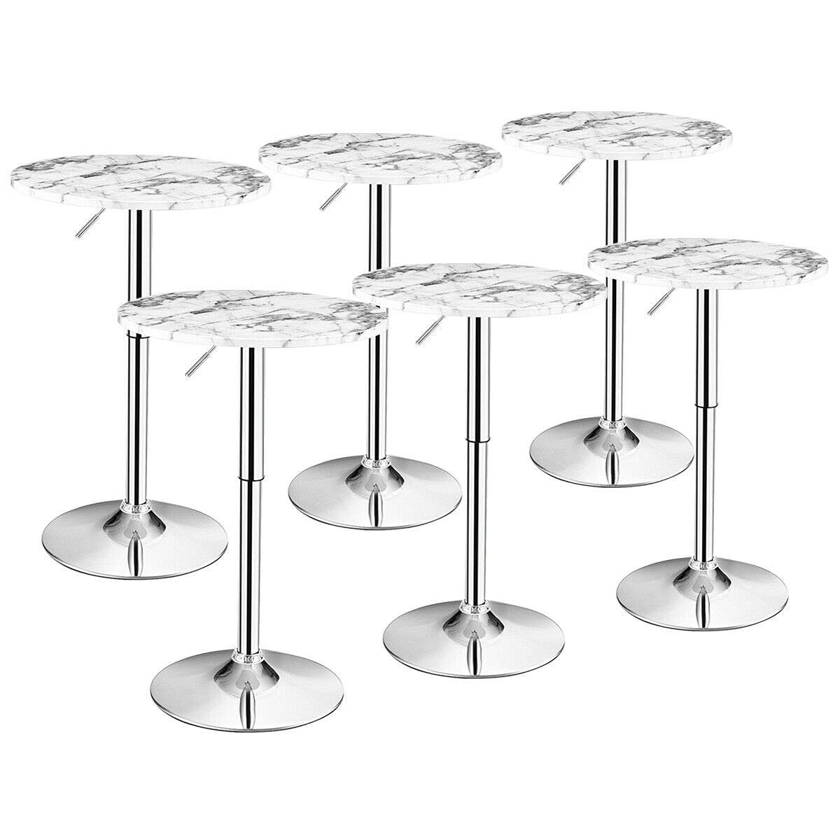 Round Pub Table Height Adjustable, 360&deg; Swivel Cocktail Pub Table with Sliver Leg and Base