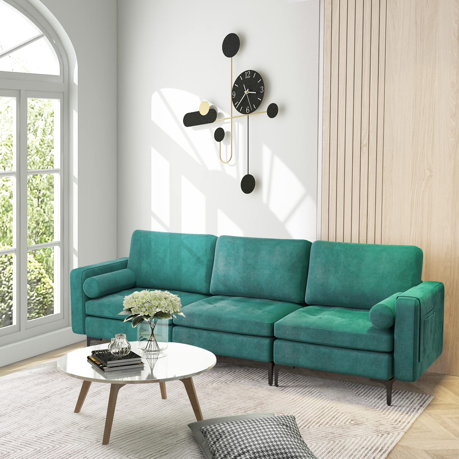 Modern Accent Sofa w/Comfy Cushion Bolster for Bedroom Reception Room