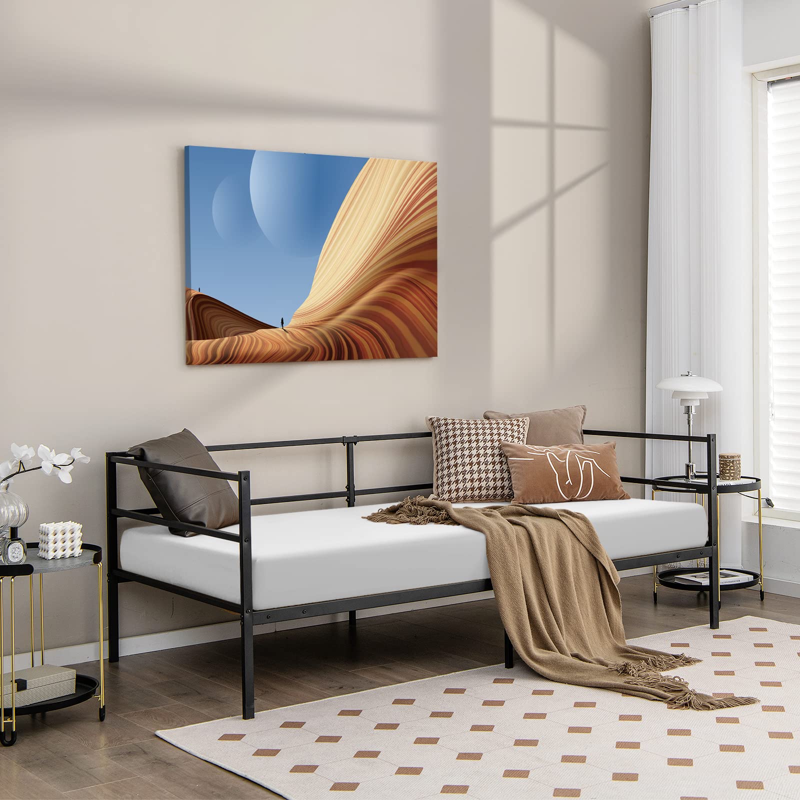 Metal Twin Daybed with Heavy Duty Slat Support, Space Saving Sofa Bed