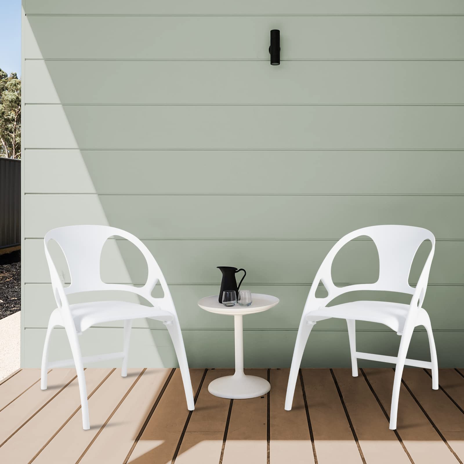 Folding Dining Chairs Set of 2/4, Outdoor Plastic Dining Chairs with Armrest and High Backrest