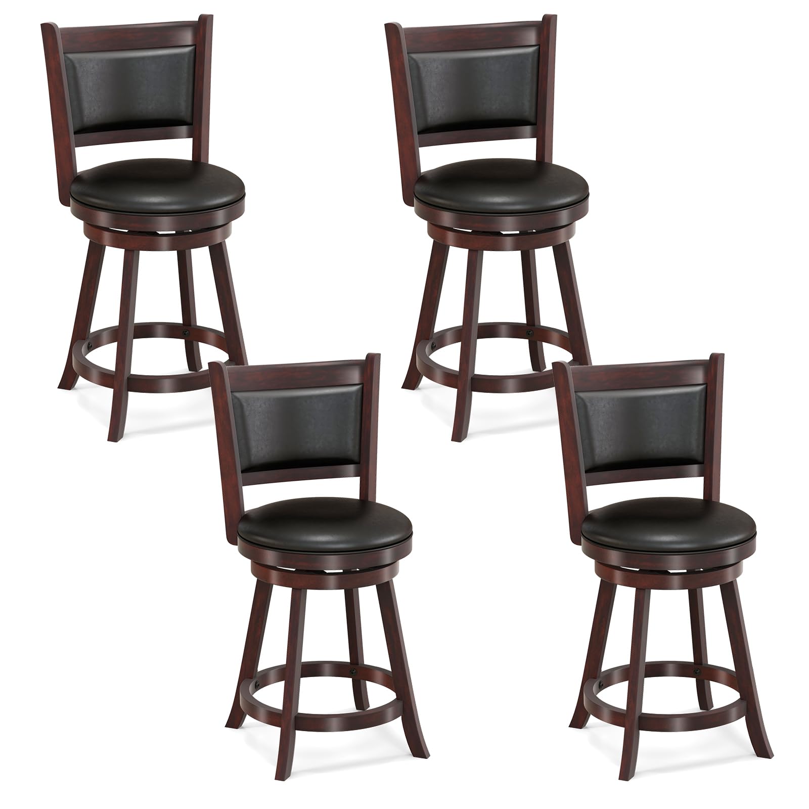 Bar Stools Set of 2/4 360 Degree Swivel, Accent Wooden Swivel Seat Counter Height Bar Stool