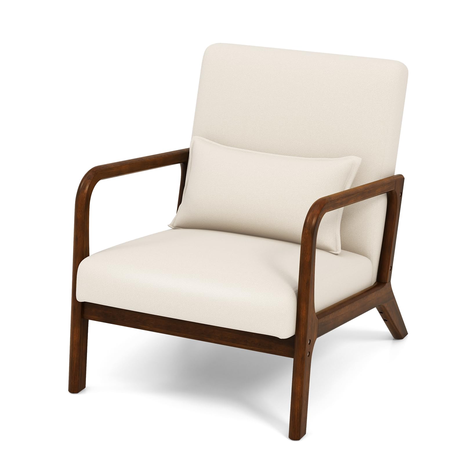 Mid Century Modern Chair, Indoor Living Room Leisure Accent Chair with Cushioned Seat & Back