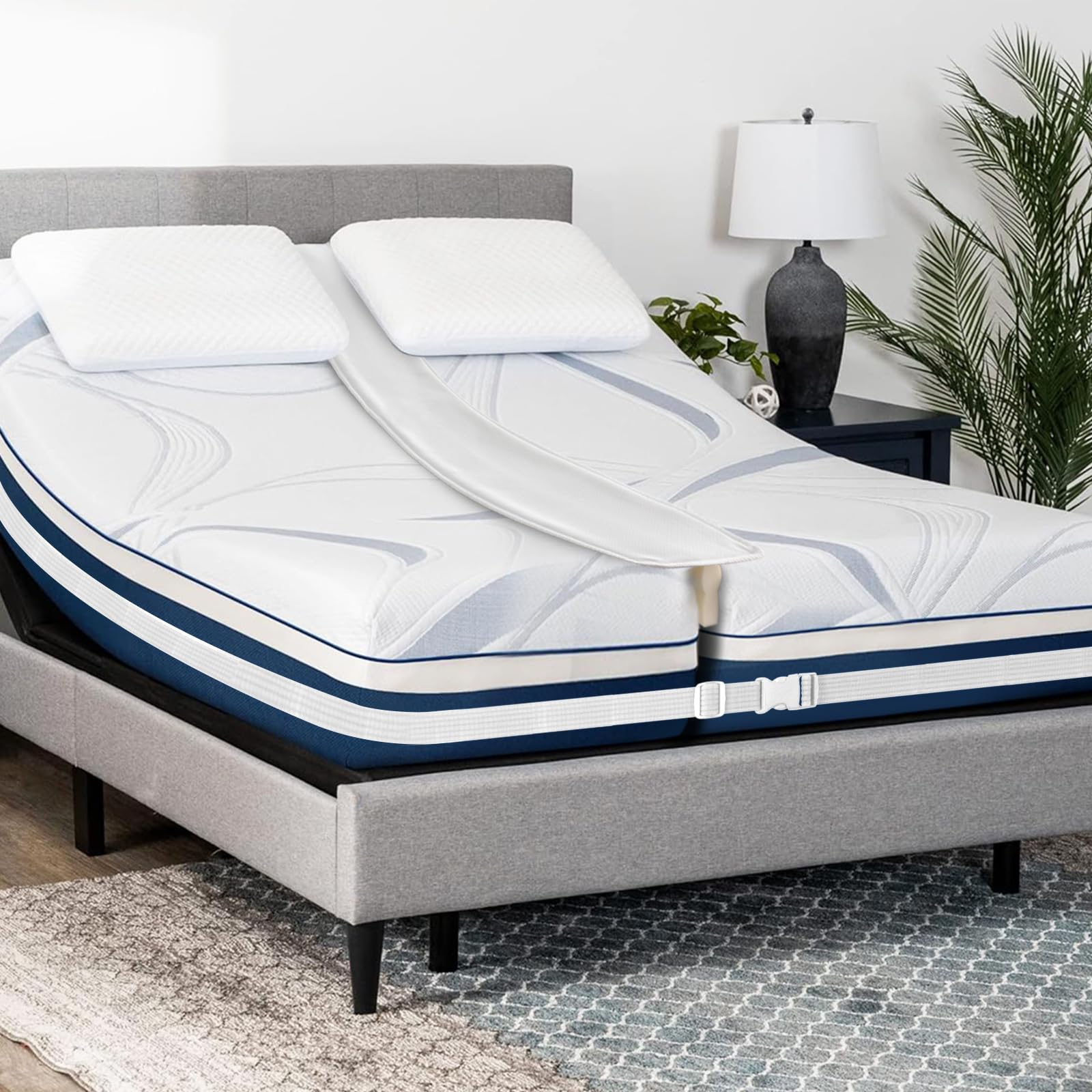 75&rdquo; X 9&rdquo; Wide Bed Bridge Twin to King Converter Kit, Mattress Connector Kit with Adjustable Strap, Split King Gap Filler