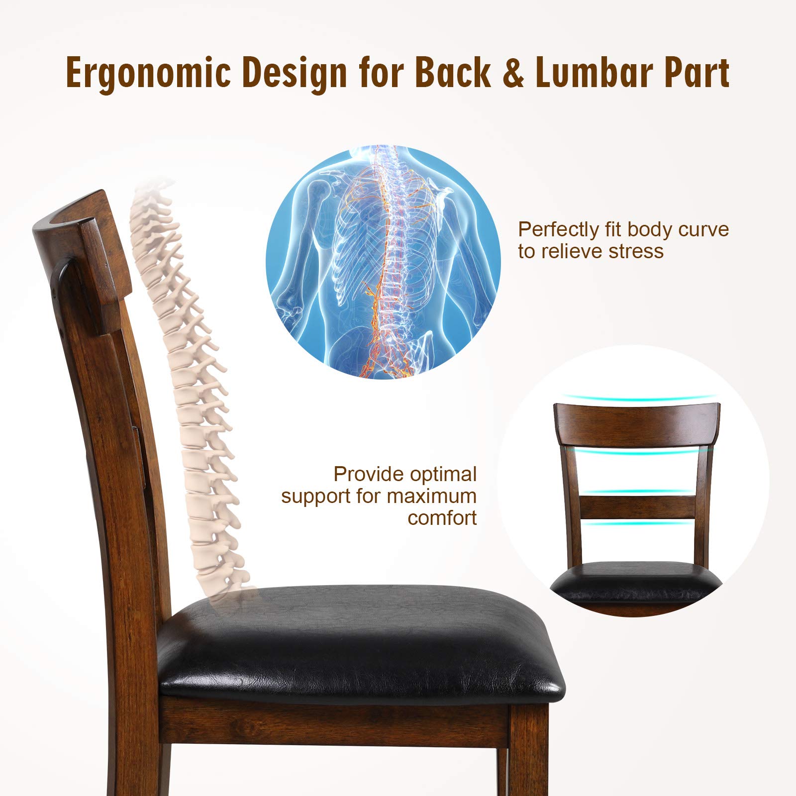 Bar Stools Set of 2/4, 25.5-Inch Counter Height Chair with Backrest, Foam-Padded Cushion, Rubber Wood Legs