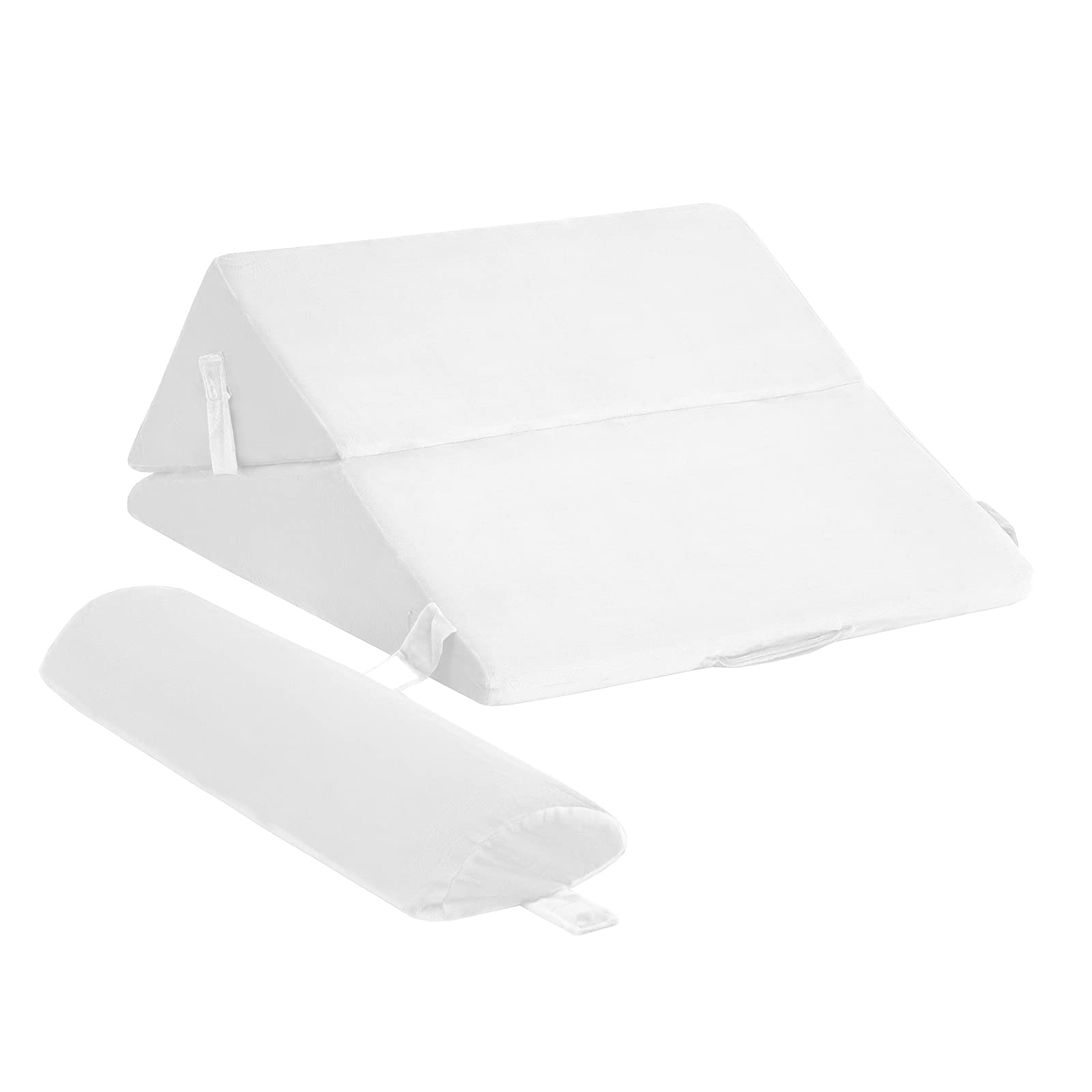 Bed Wedge Pillow with Adjustable Back Support Detachable Headrest, Memory Foam Fill, Soft Washable Cover