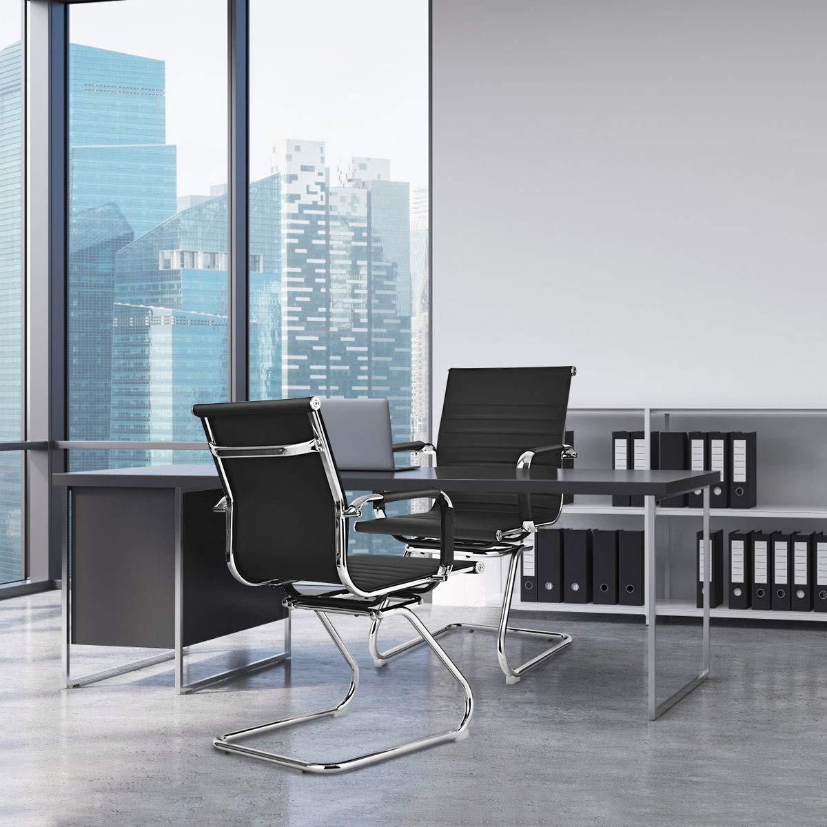 Office Reception Chairs- Guest Chairs, Conference Chair with Arm, Anti-Slip Foot Pads