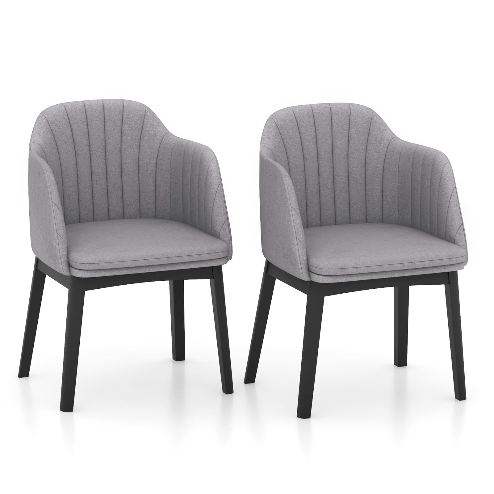 Modern Dining Chairs Set of 2/4, Upholstered Velvet Accent Chairs w/Curved Backrests & Rubber Wood Legs