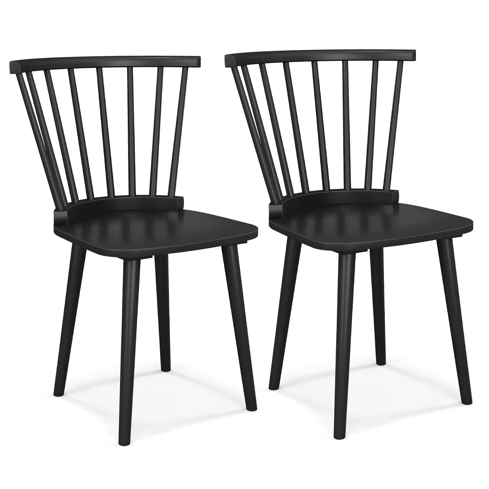 Wood Dining Chairs Set of 2/4, Windsor Dining Chairs with High Spindle Back