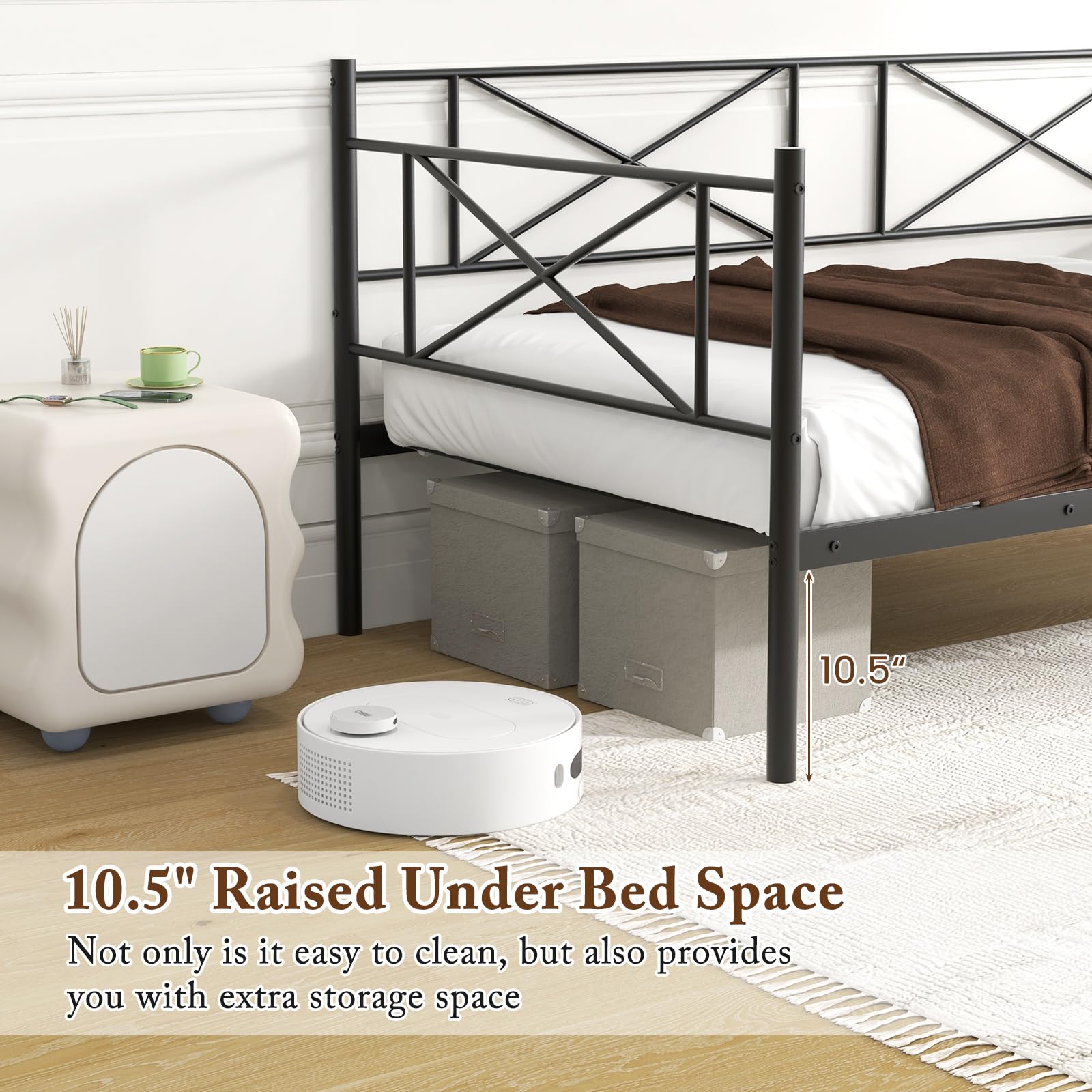 Twin Size Metal Daybed Frame Modern 2-in-1 Sofa Daybed
