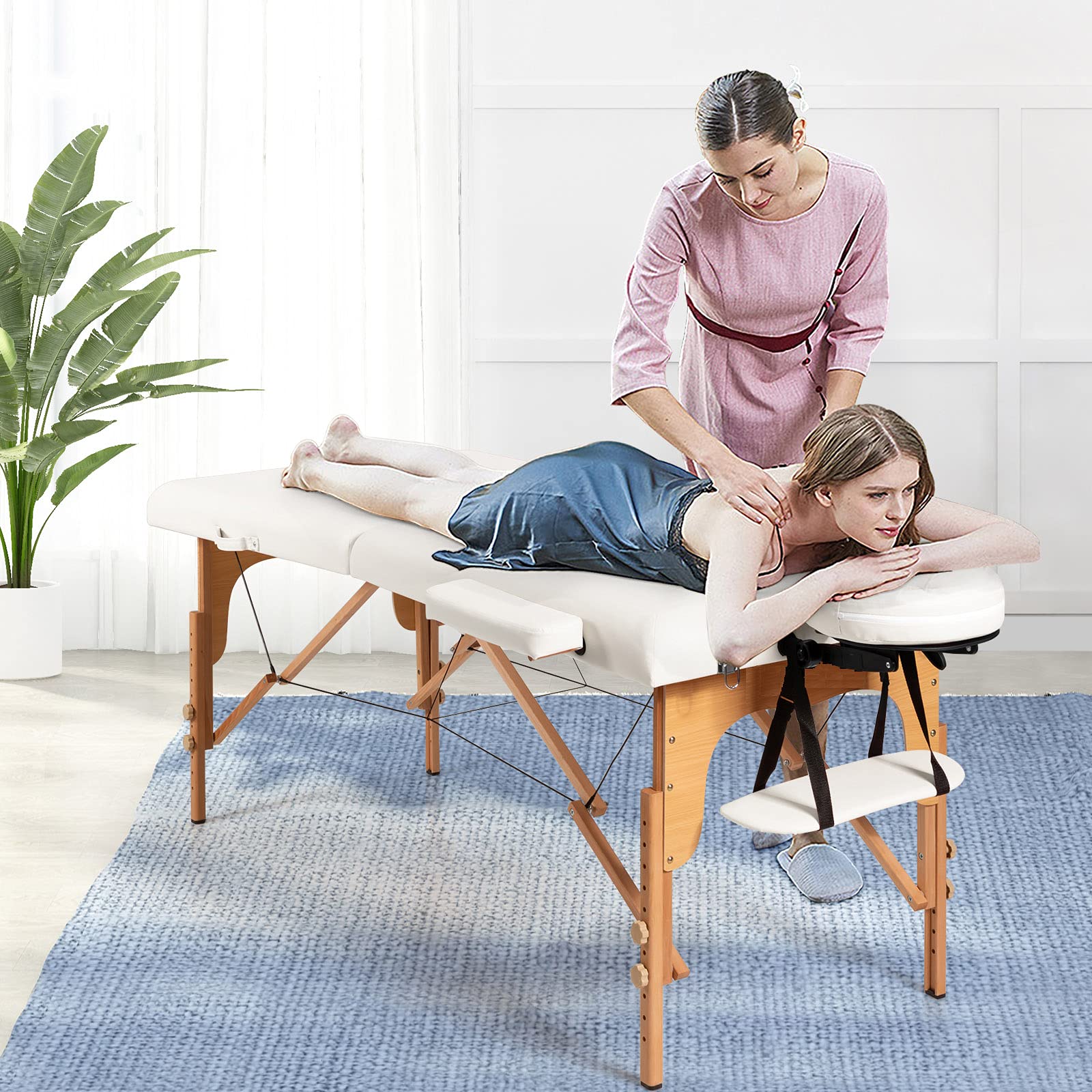 Portable Massage Bed Height Adjustable with Carry Case & Face Cradle