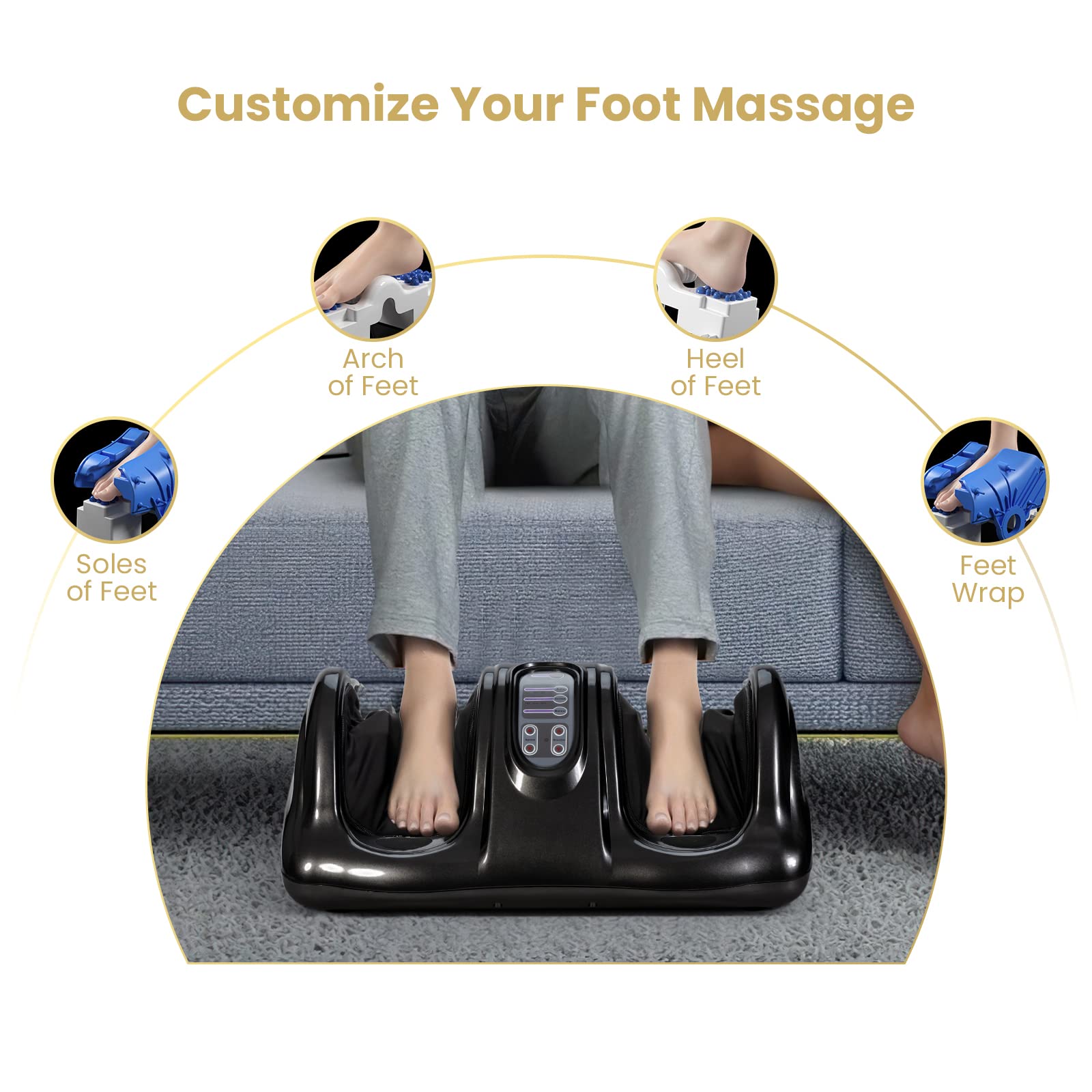 Electric Shiatsu Foot Massager with Remote and 4 Massage Modes