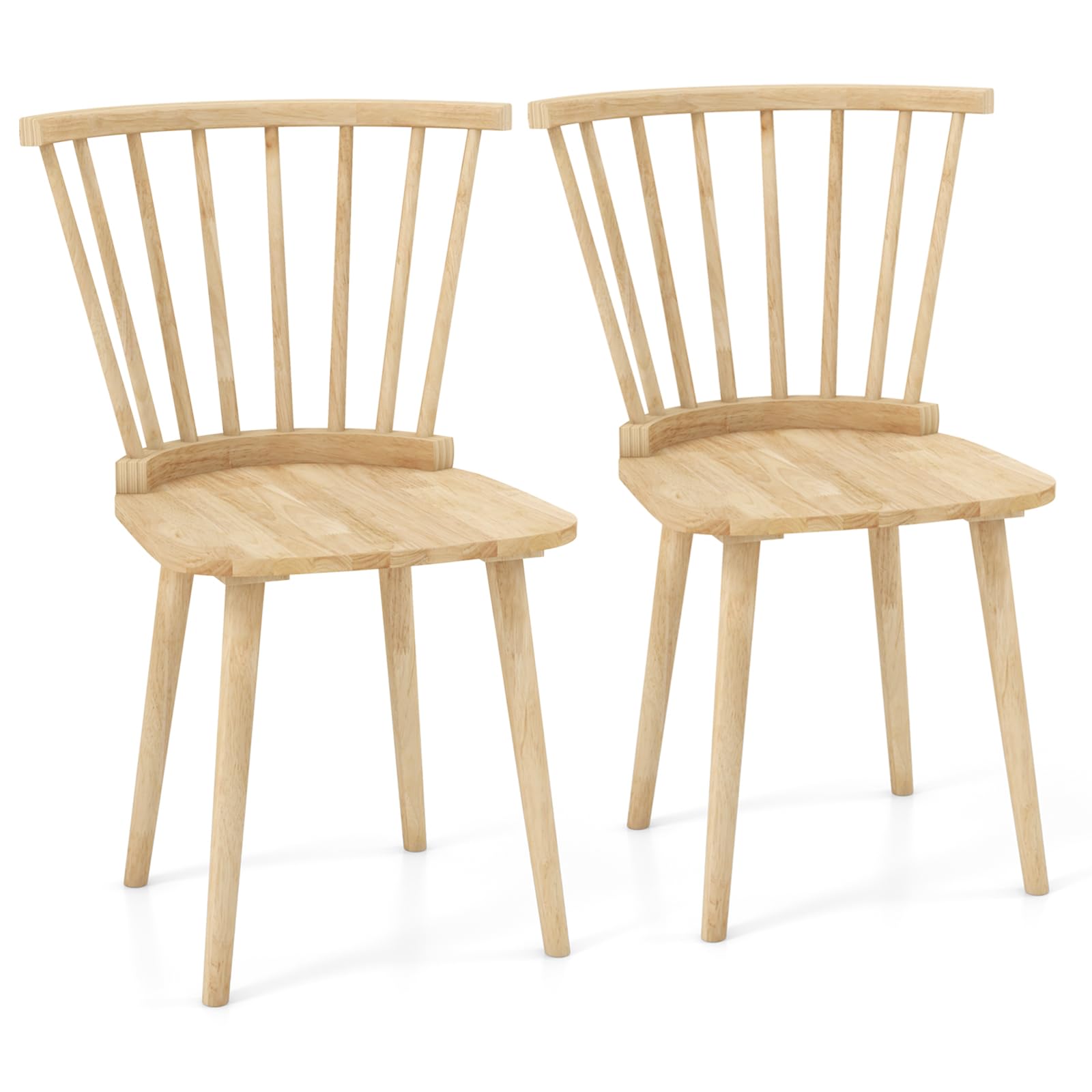 Wood Dining Chairs Set of 2/4, Windsor Dining Chairs with High Spindle Back