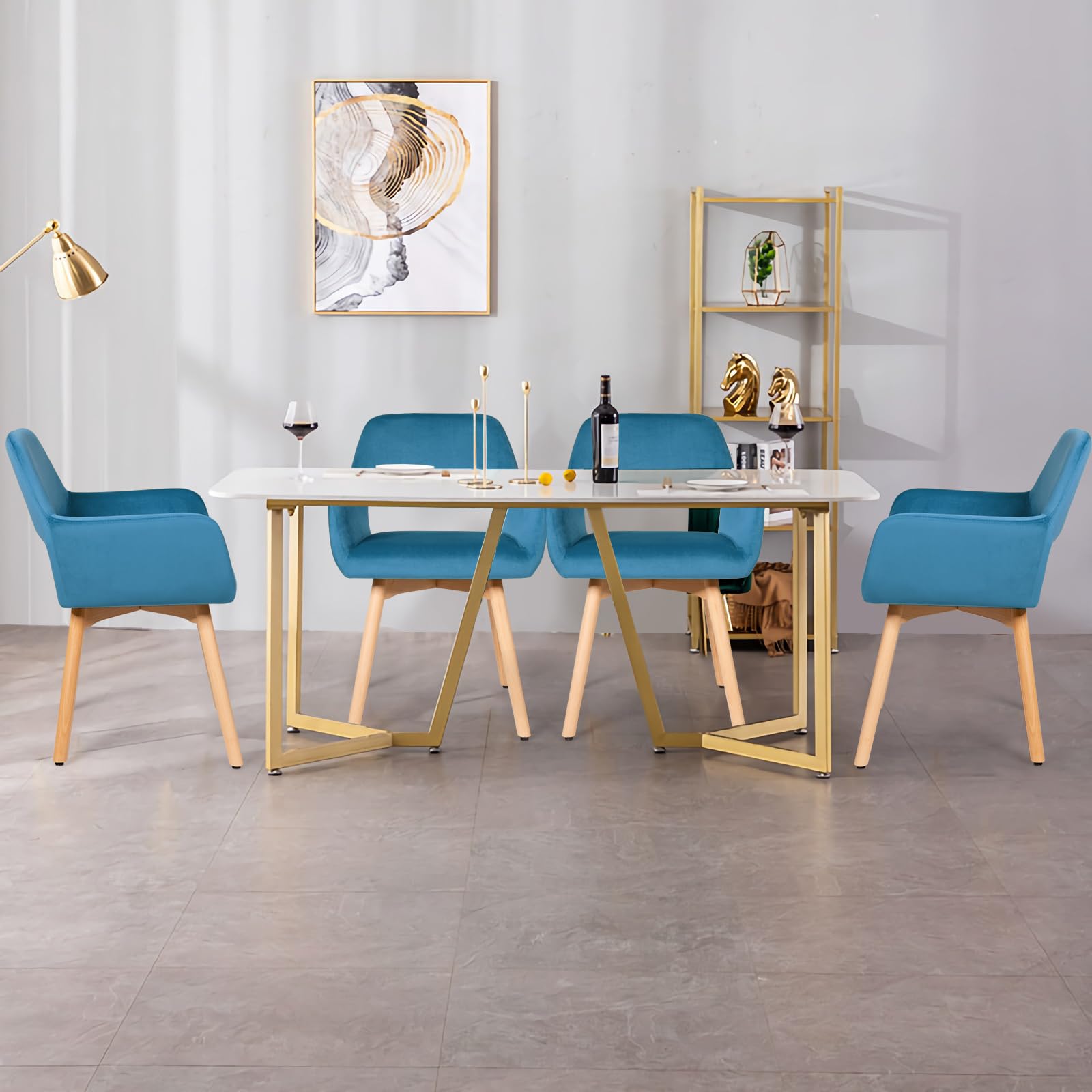 Set of 2/4 Velvet Dining Chairs, Modern Leisure Accent Living Room Chair