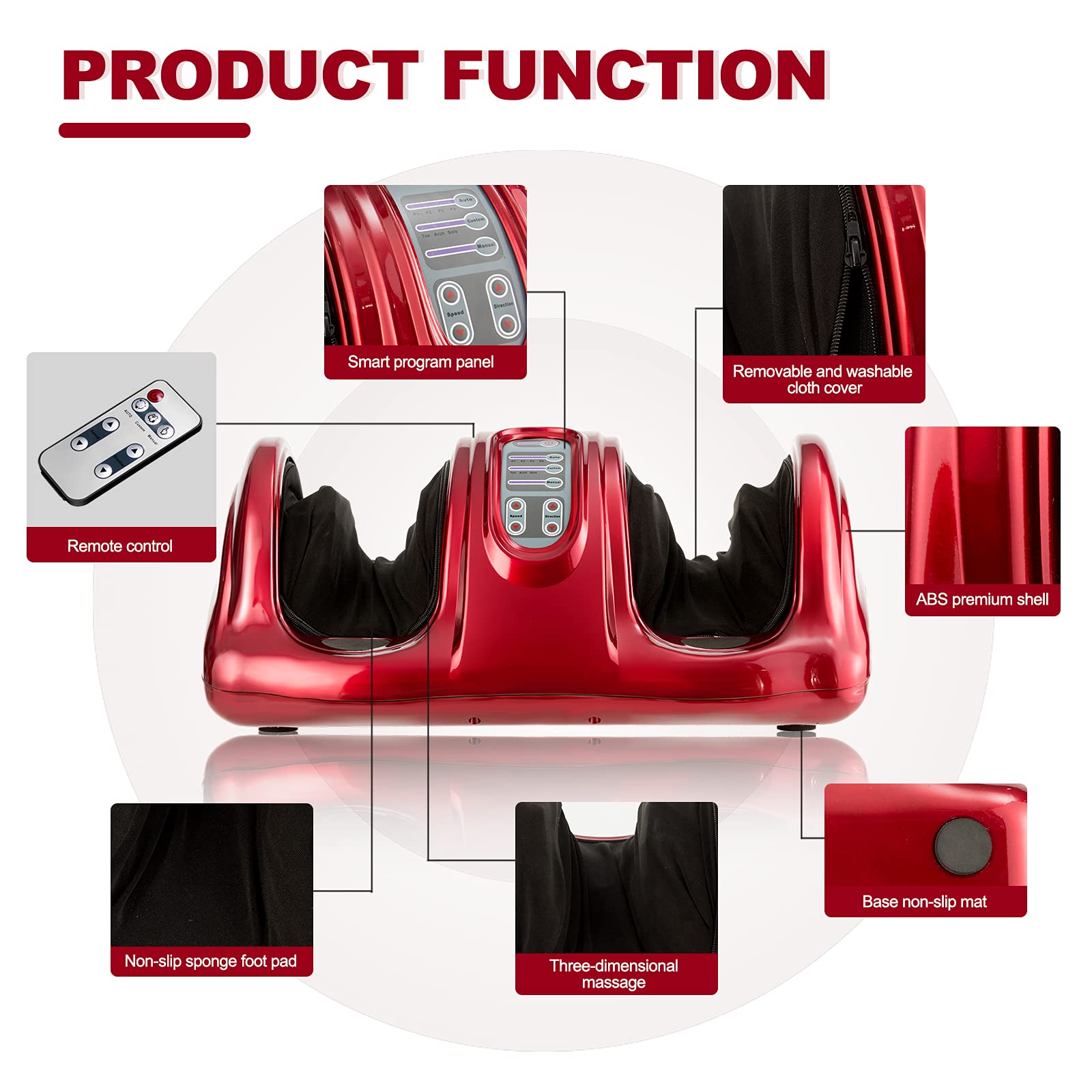 Electric Shiatsu Foot Massager with Remote and 4 Massage Modes