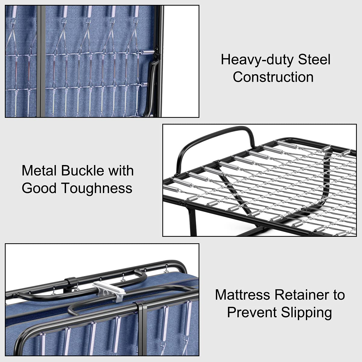 Folding Guest Bed with Mattress,  Twin Size Portable Rollaway Bed 5-Inch Memory Foam Mattress