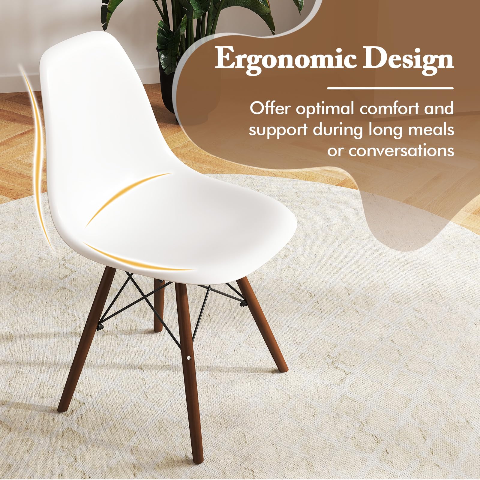 Round Dining Table Set for 4, Modern 31.5" D Dining Table & 4 Dining Chairs with Solid Wood Legs