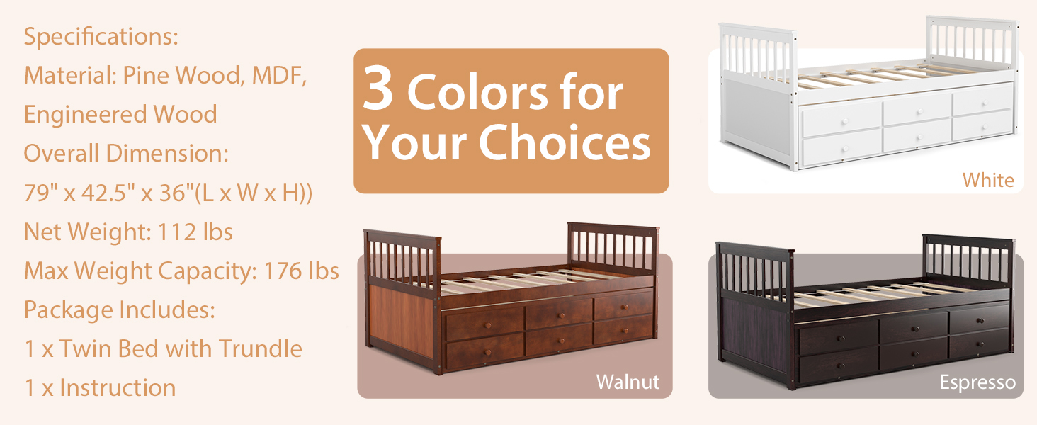 Wood Twin Trundle Bed