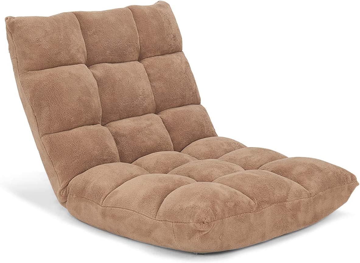 Floor Chair with Back Support, Folding Sofa Chair with 14 Adjustable Position