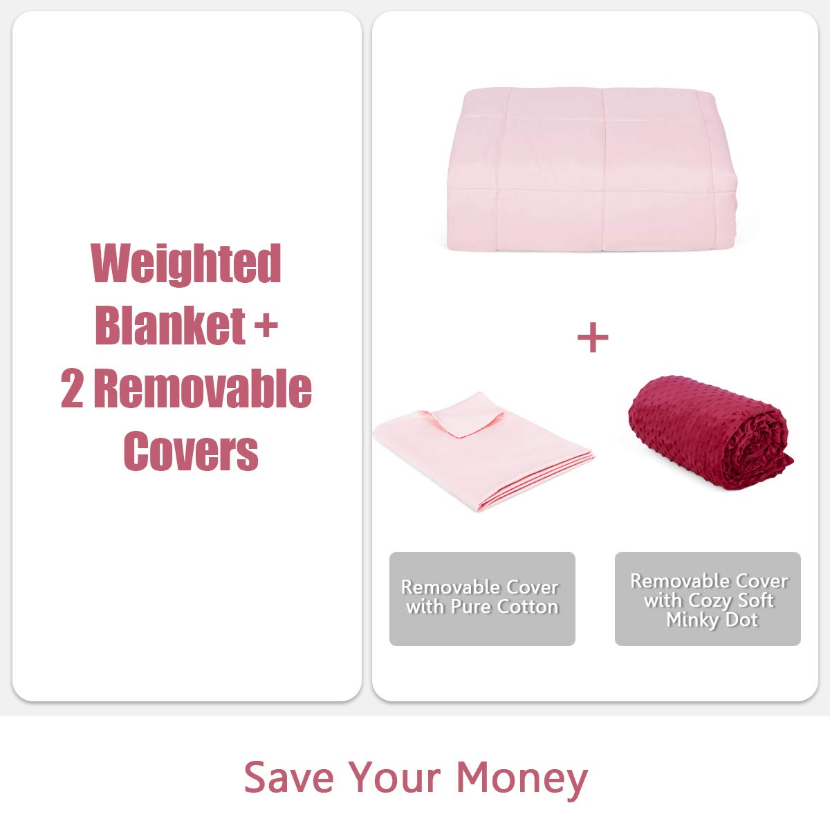 Weighted Blanket with Duvet Covers, Hot and Cold Duvet Cover Set