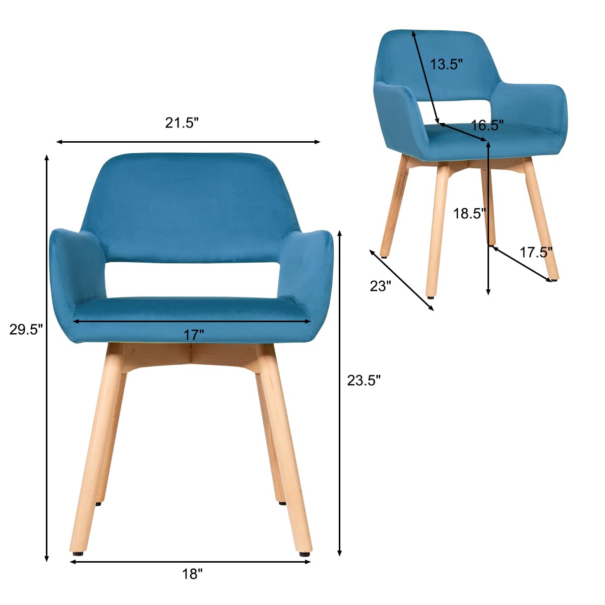 Set of 2/4 Velvet Dining Chairs, Modern Leisure Accent Living Room Chair