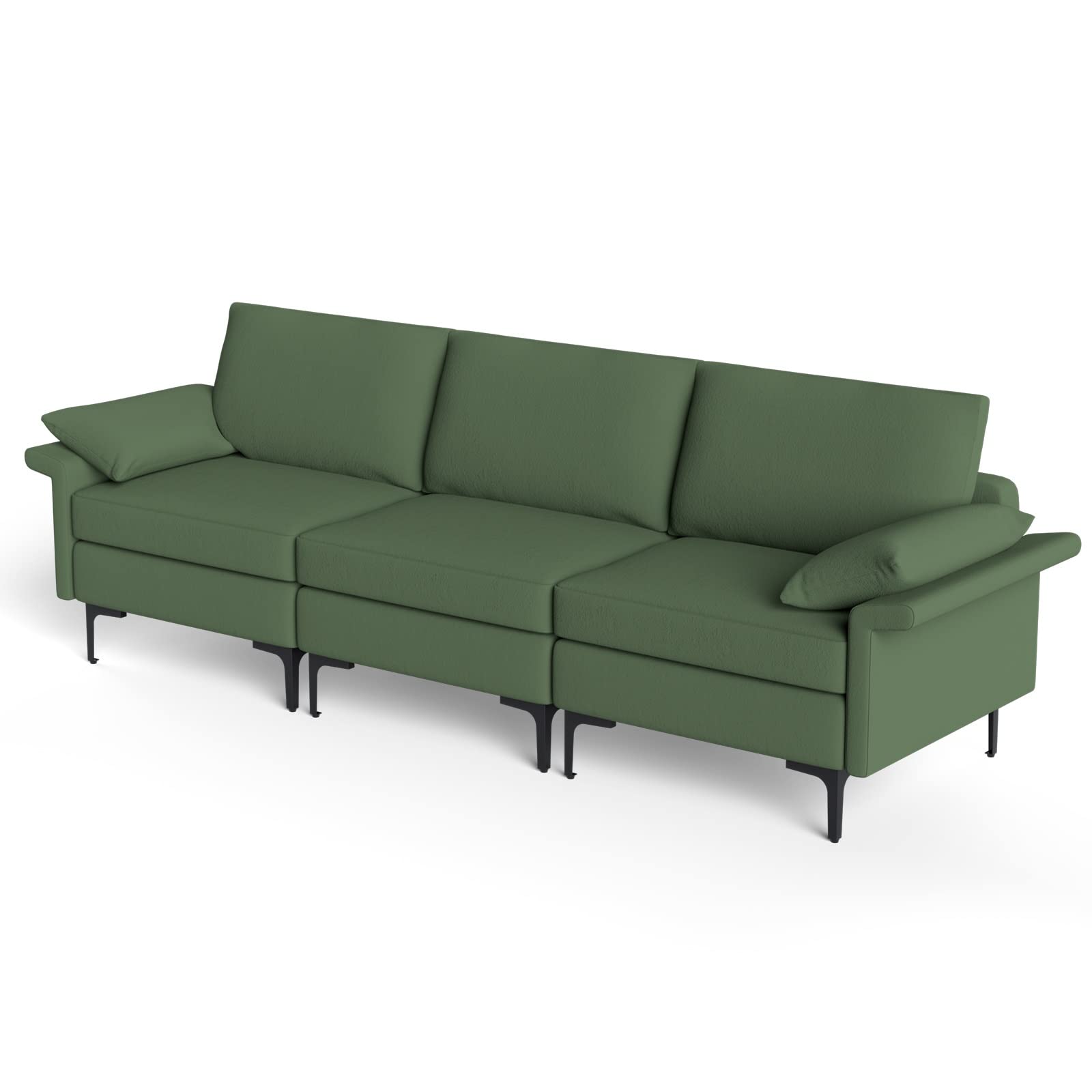 100.5 Inch Large Sectional Sofa, 3 Seat Couch with 3-Hole Outlet & 2 USB Ports