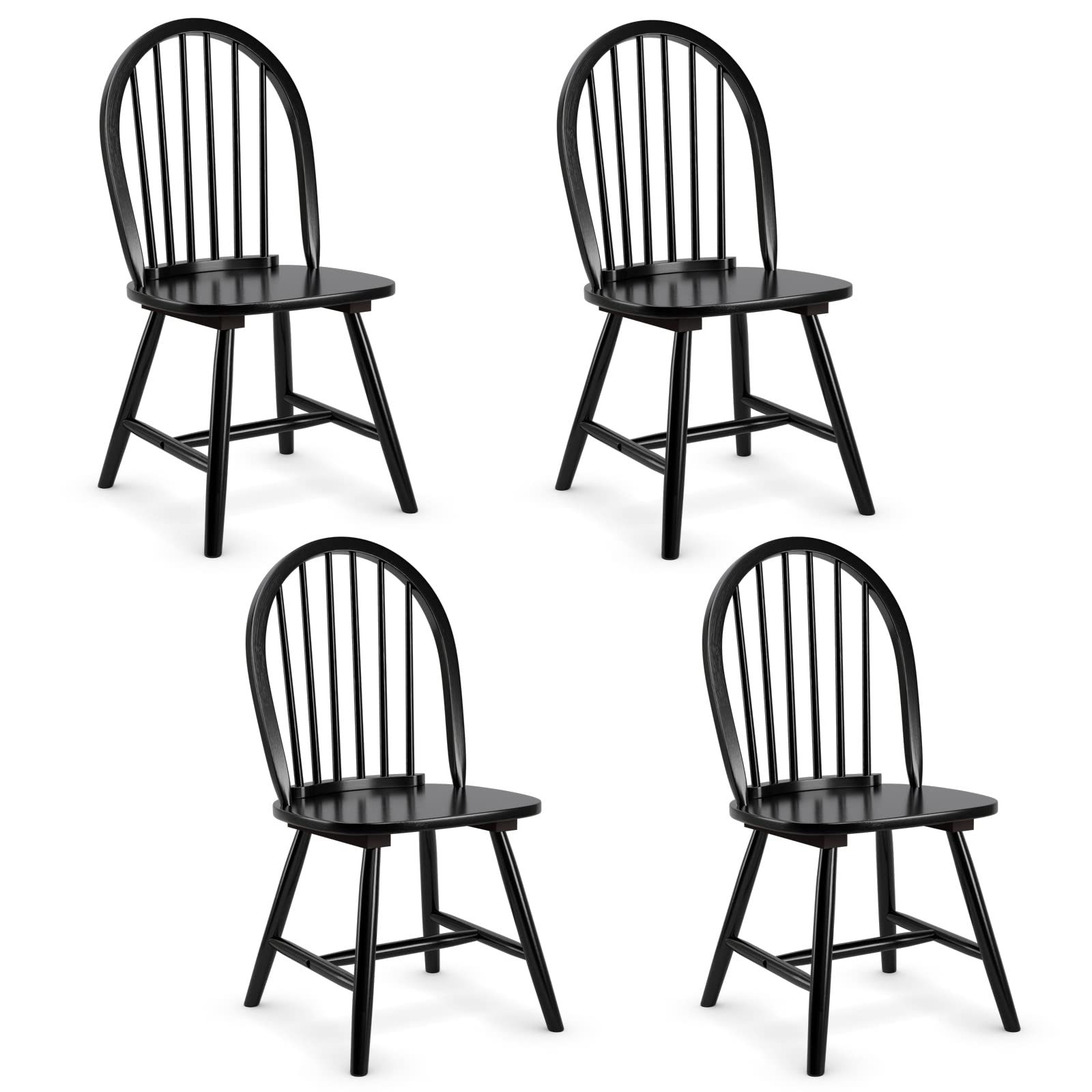 Set of 2/4 Wood Dining Chairs, French Country Armless Spindle Back Dining Chairs