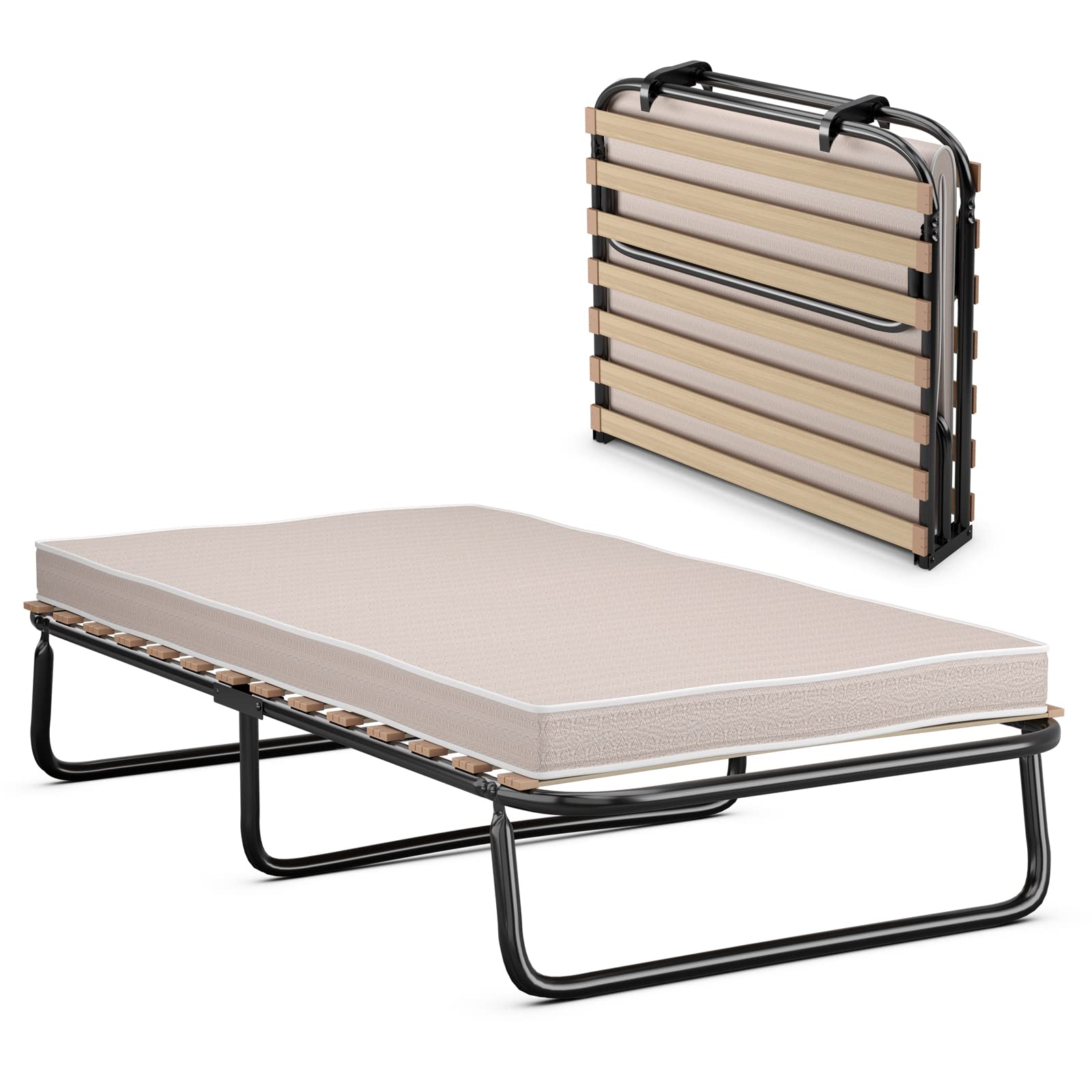 Twin Size Folding Rollaway Bed with Mattress for Adults