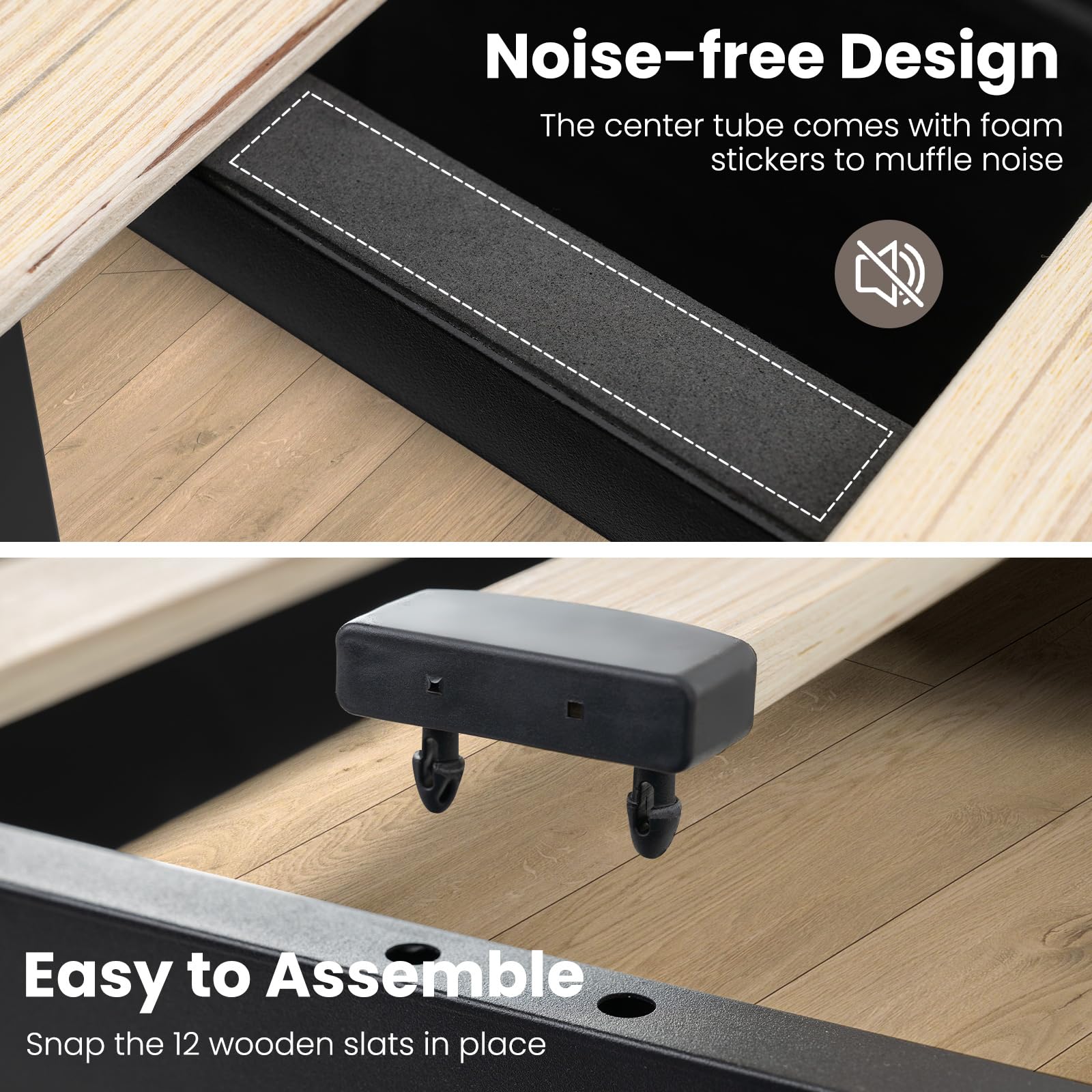 Upholstered Bed Frame with 4 Storage Drawers & LED Lights, Wingback Headboard & Charging Station