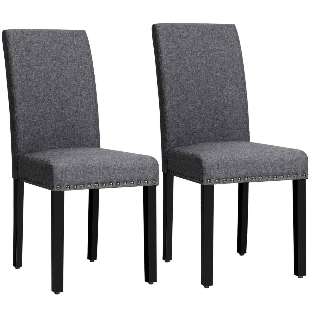 Upholstered Dining Chairs Set of 2, Fabric Side Chairs with Wood Legs, Soft Padded Seat