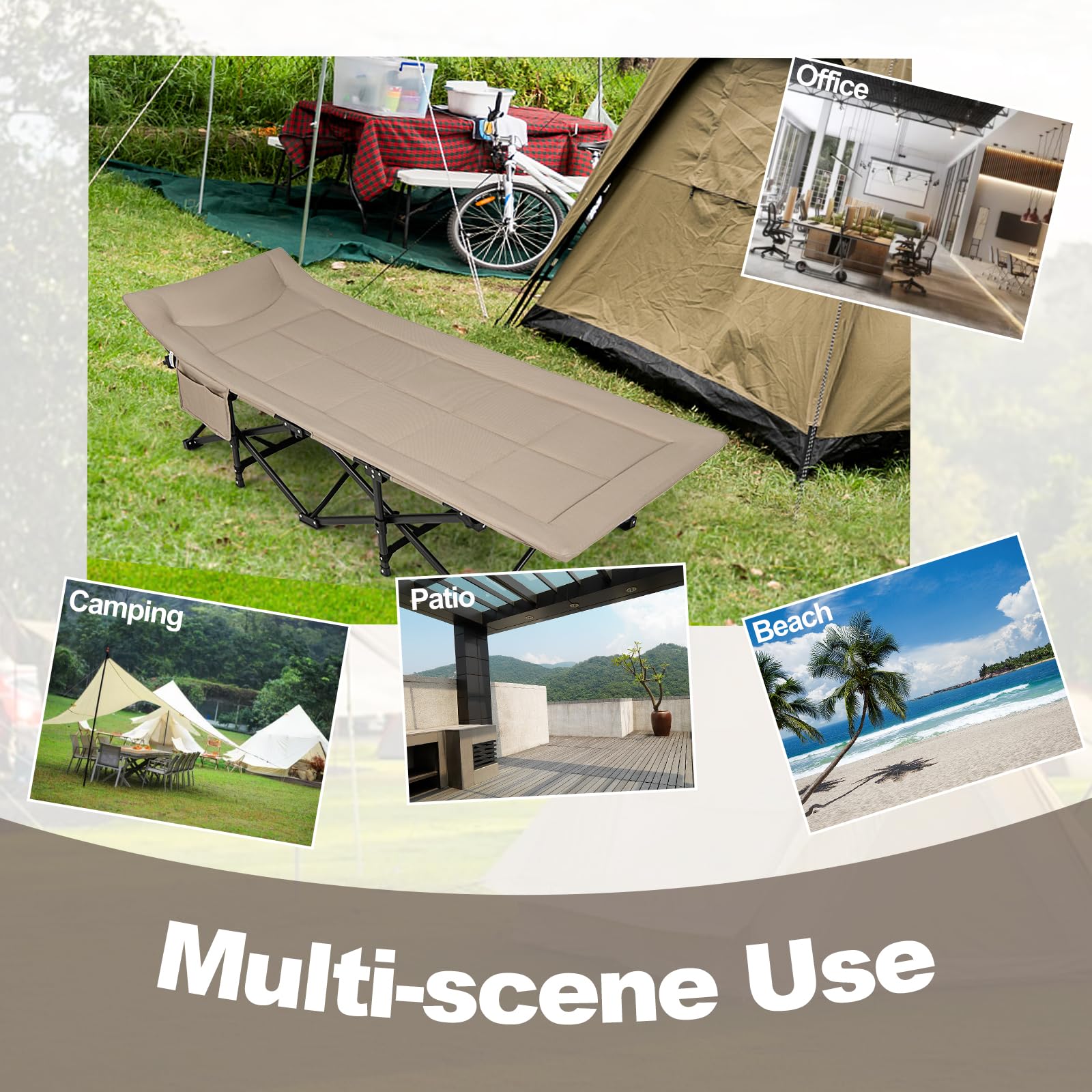 Camping Cot for Adults, Portable Folding Bed for Sleeping with Pad & Pillow Lightweight Tent Cot with Carry Bag
