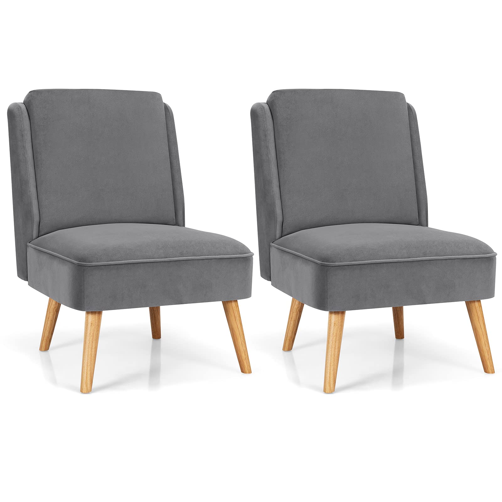 Velvet Accent Chair, Comfy Single Sofa Chair w/Rubber Wood Legs, Modern Upholstered Leisure Living Room Chair