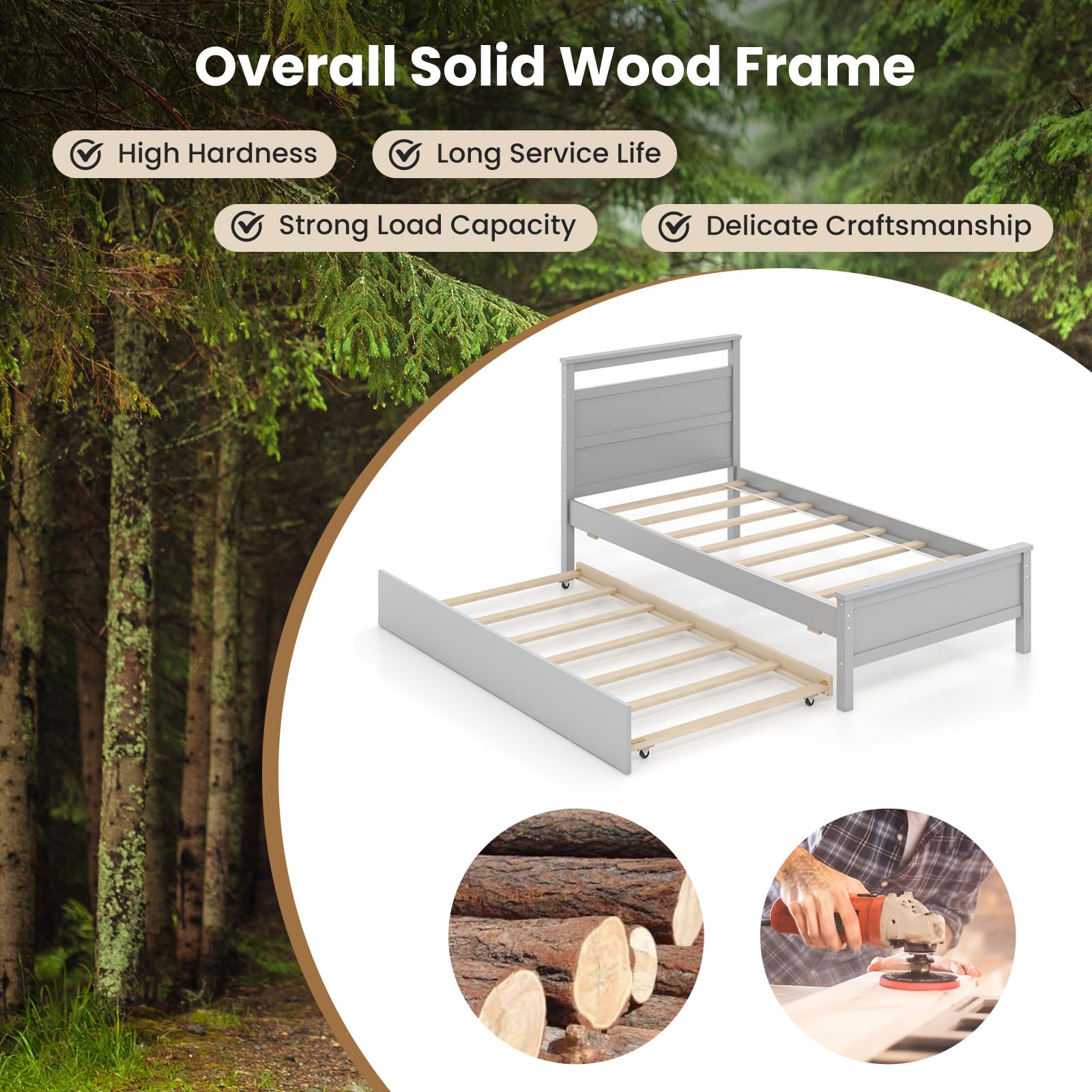 Twin Bed Frame with Trundle