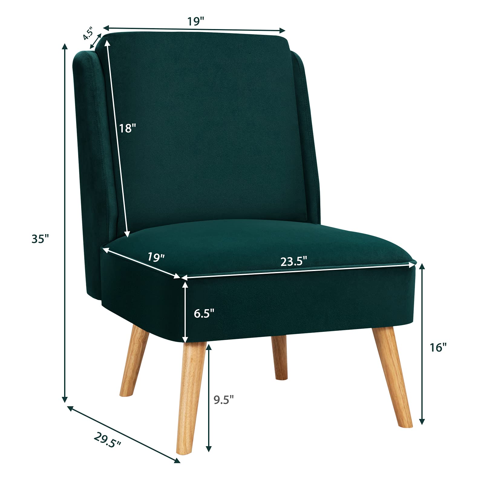 Velvet Accent Chair, Comfy Single Sofa Chair w/Rubber Wood Legs, Modern Upholstered Leisure Living Room Chair