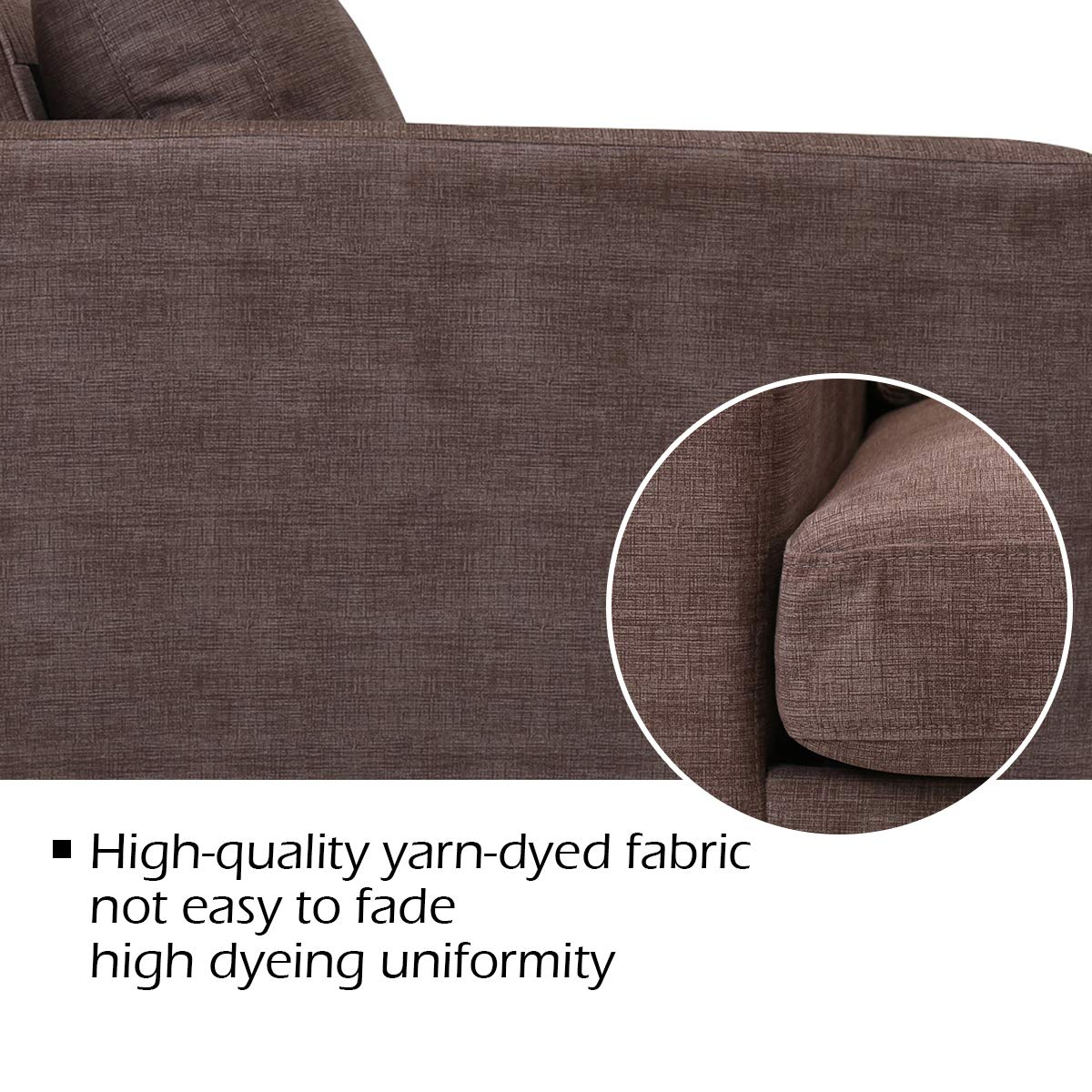 Modern Upholstered Fabric Accent Futon Sofa Bed w/Wood Leg and Armrest