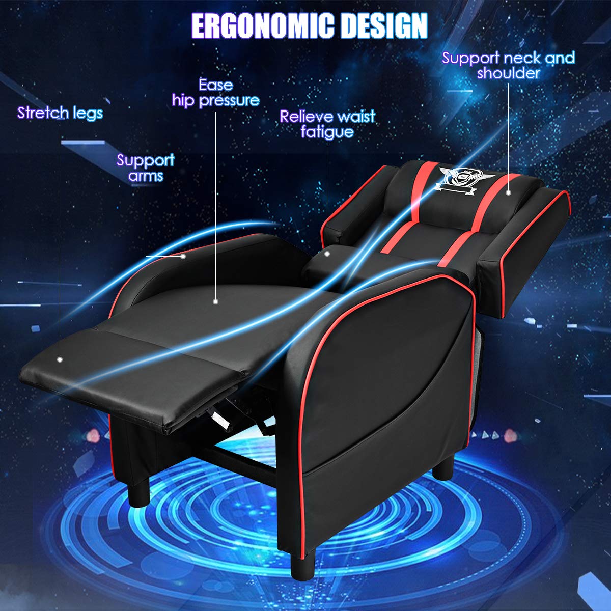 Adjustable Massage Gaming Chairs for Adults w/Footrest, Remote Control & Side Pocket