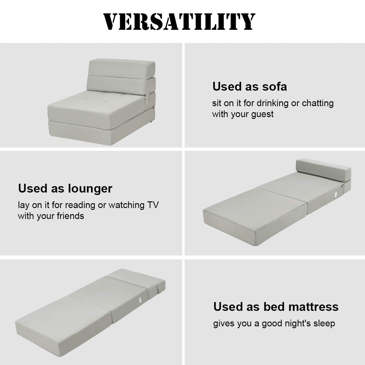Convertible Sofa Bed, Floor Couch Sleeper, Folding Futon Guest Bed