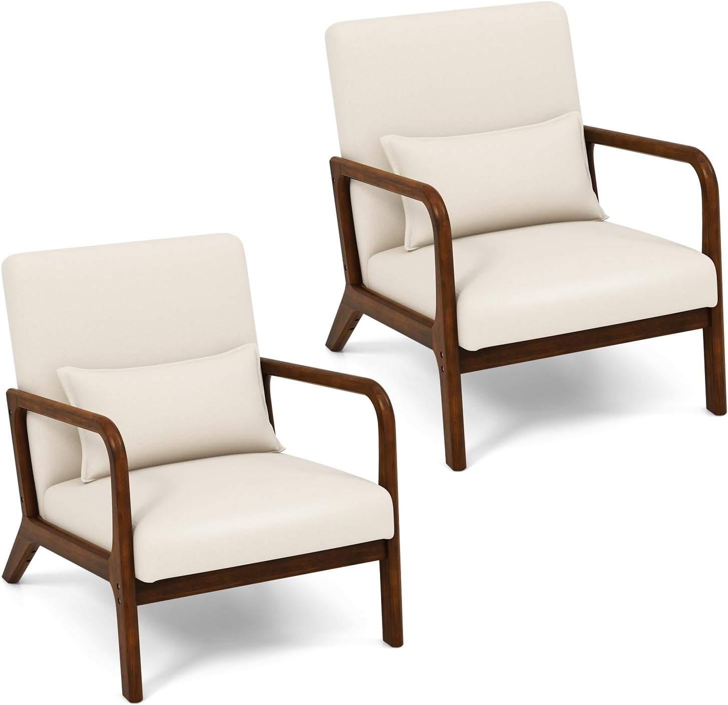 Mid Century Modern Chair, Indoor Living Room Leisure Accent Chair with Cushioned Seat & Back
