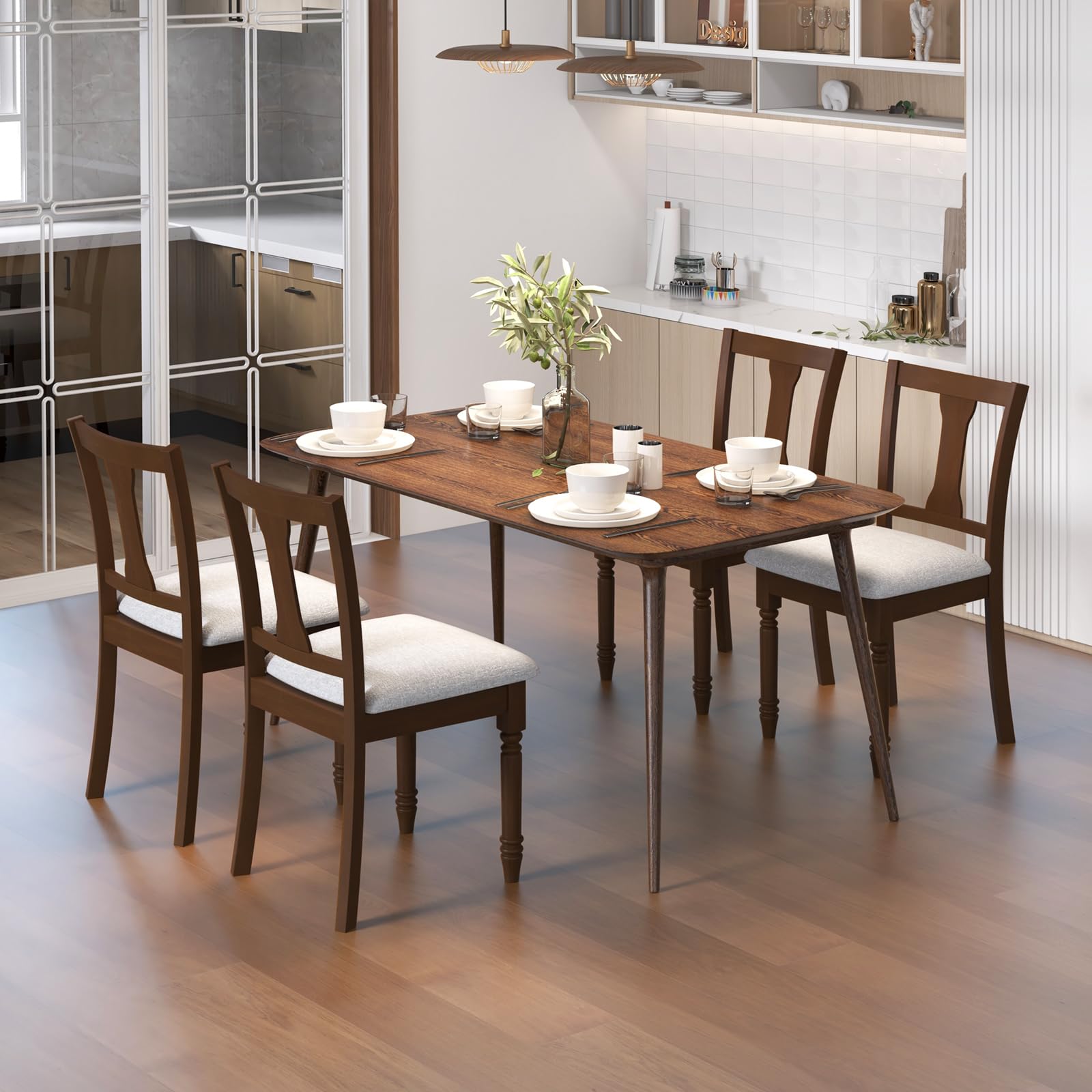 Wood Dining Chairs Set of 2/4 with Flip-up Storage Seat