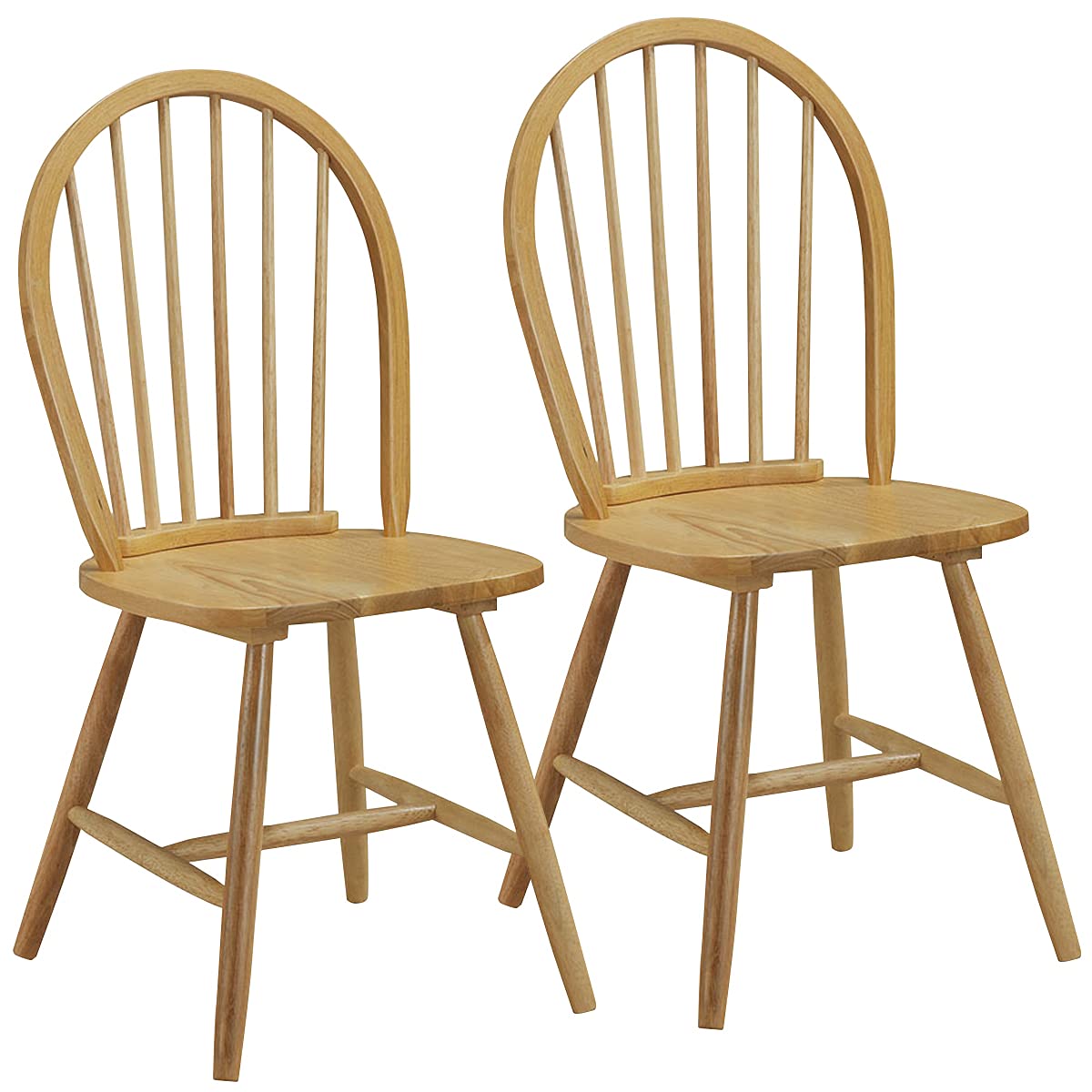 Set of 2/4 Wood Dining Chairs, French Country Armless Spindle Back Dining Chairs