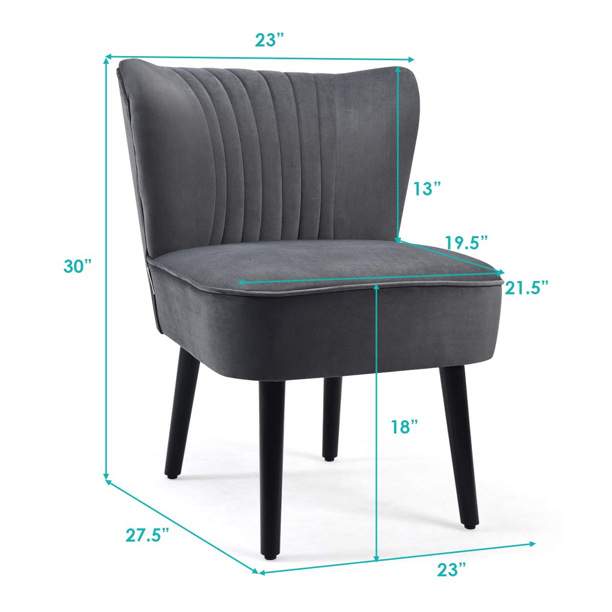 Set of 2 Upholstered Modern Leisure Velvet Accent Chair w/ Adjustable Foot Pads